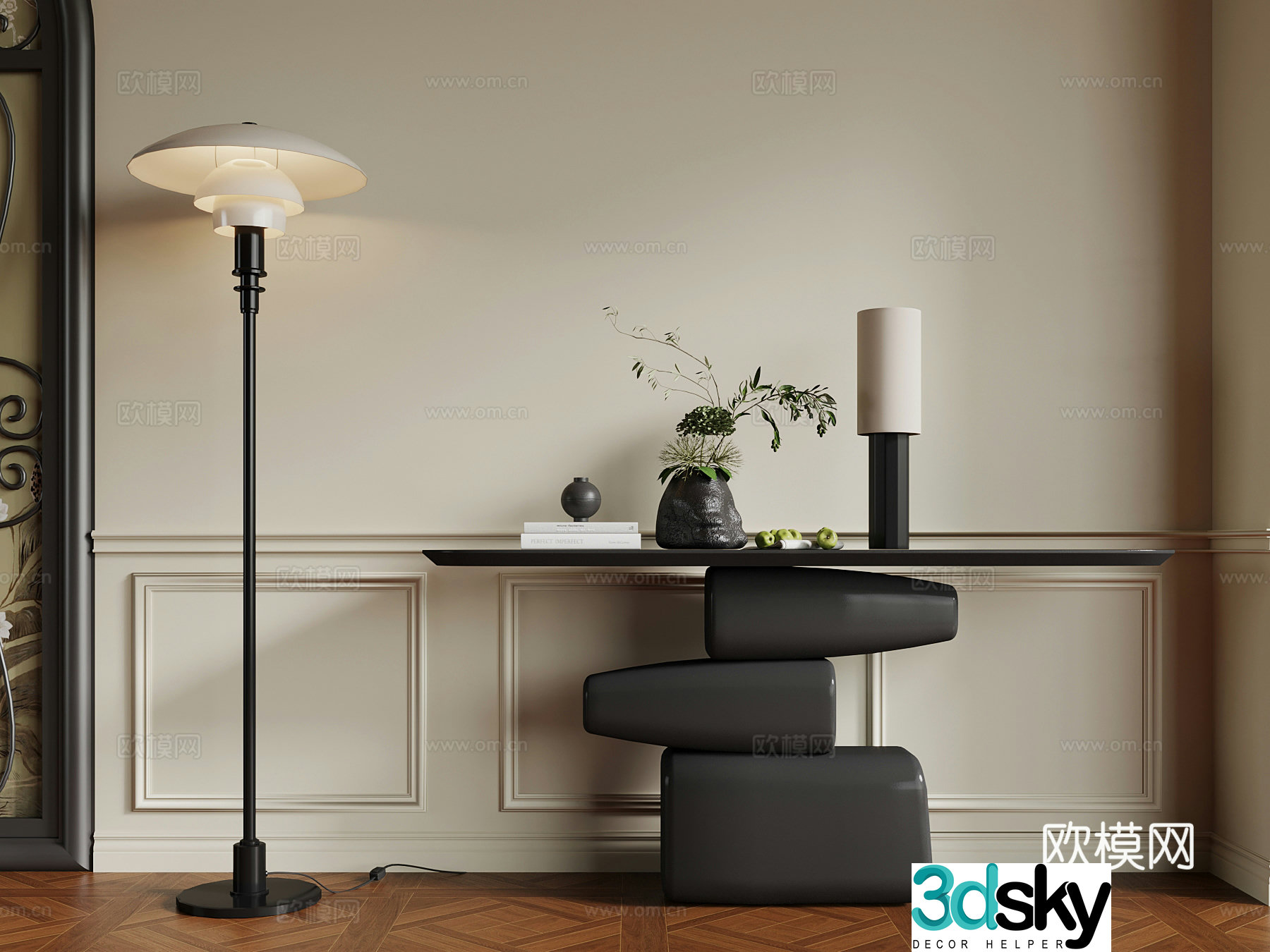 French entrance cabinet floor lamp 3D model