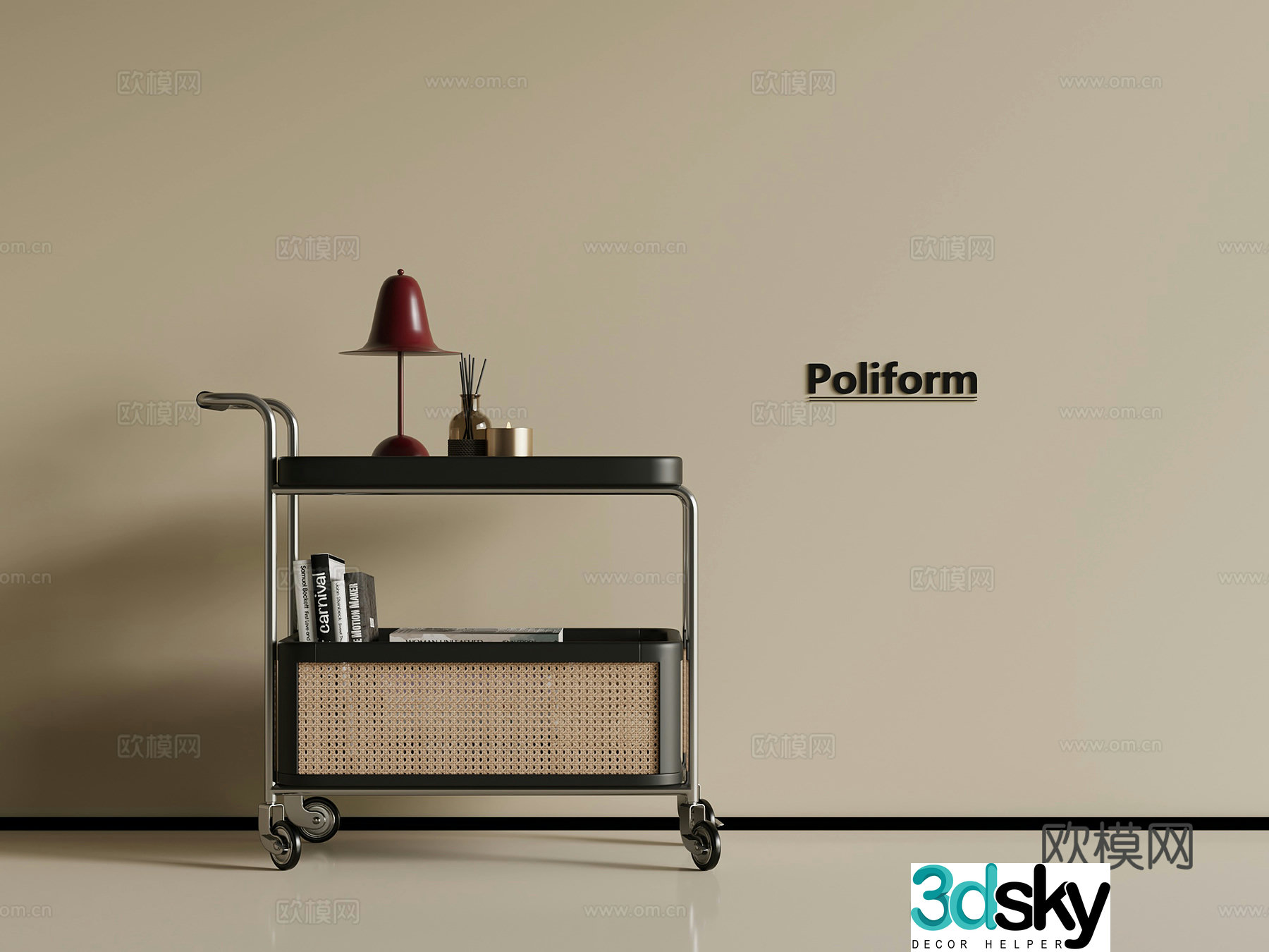 French retro style solid wood edge table 3D model