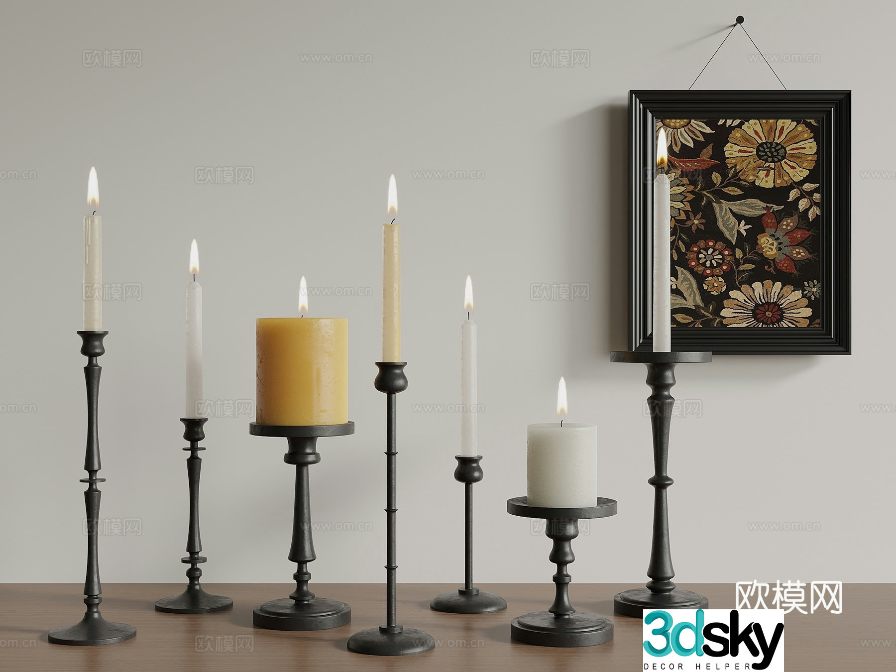 French retro candlestick candle book ornament 3d model