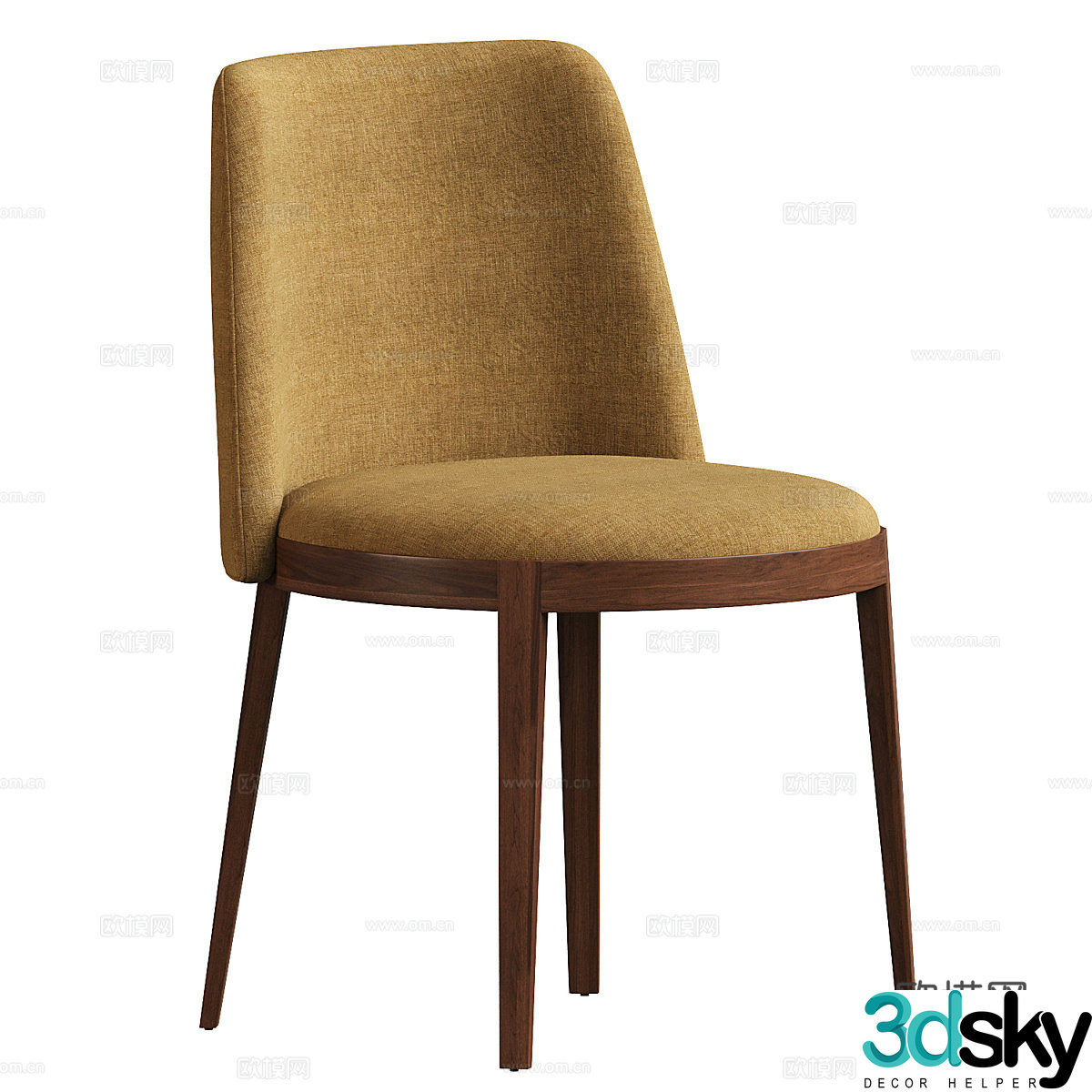 Modern Italian fabric wooden single chair 3d model