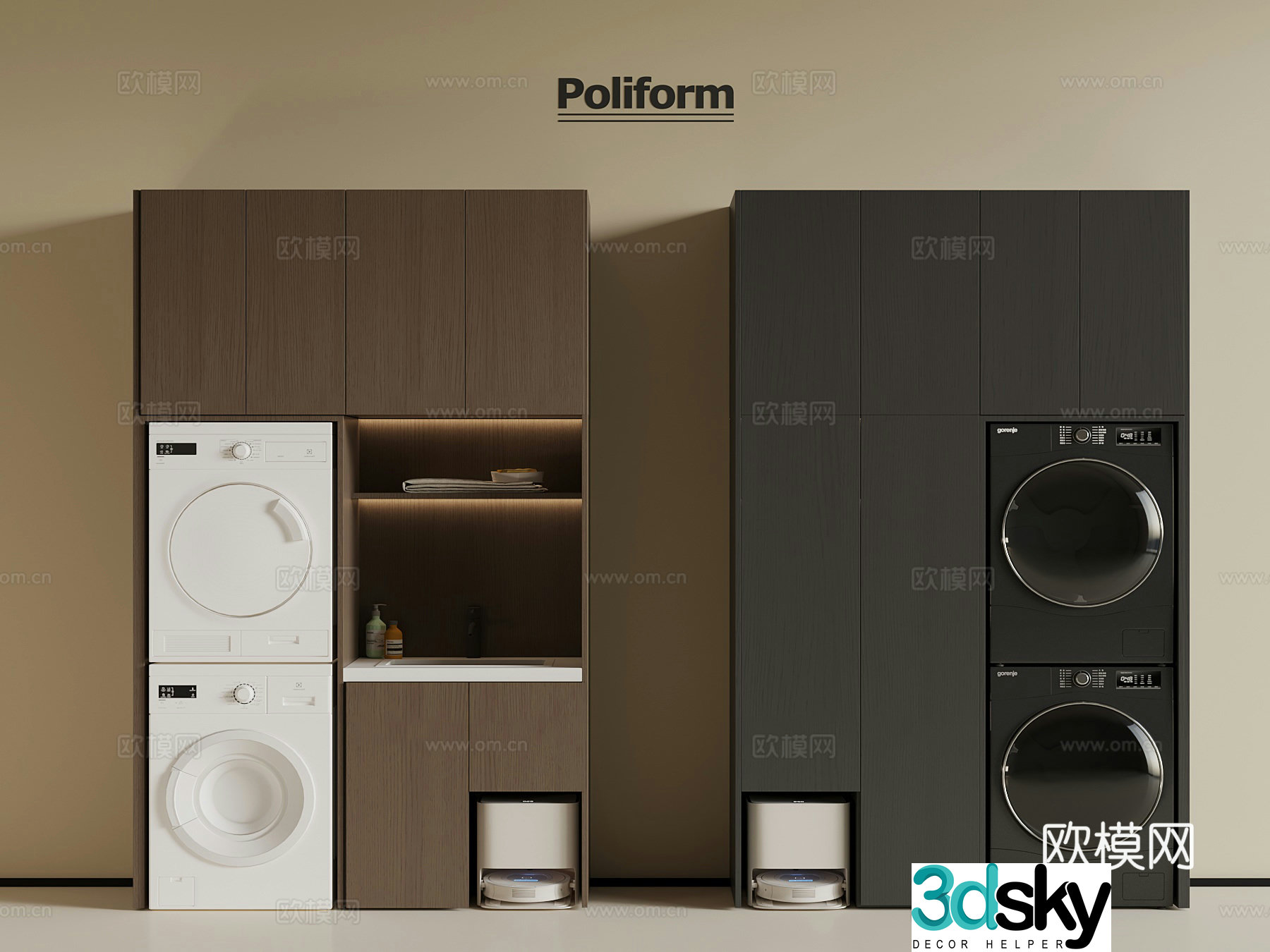 Modern washing machine cabinet bathroom cabinet 3d model