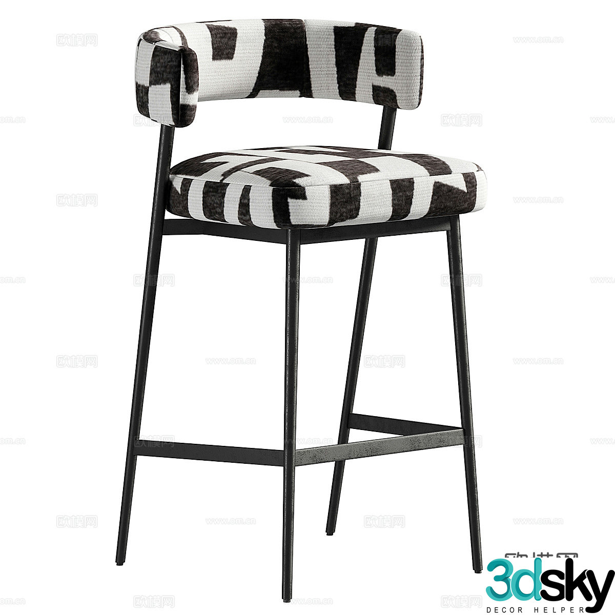 Modern Italian fabric metal bar chair 3d model