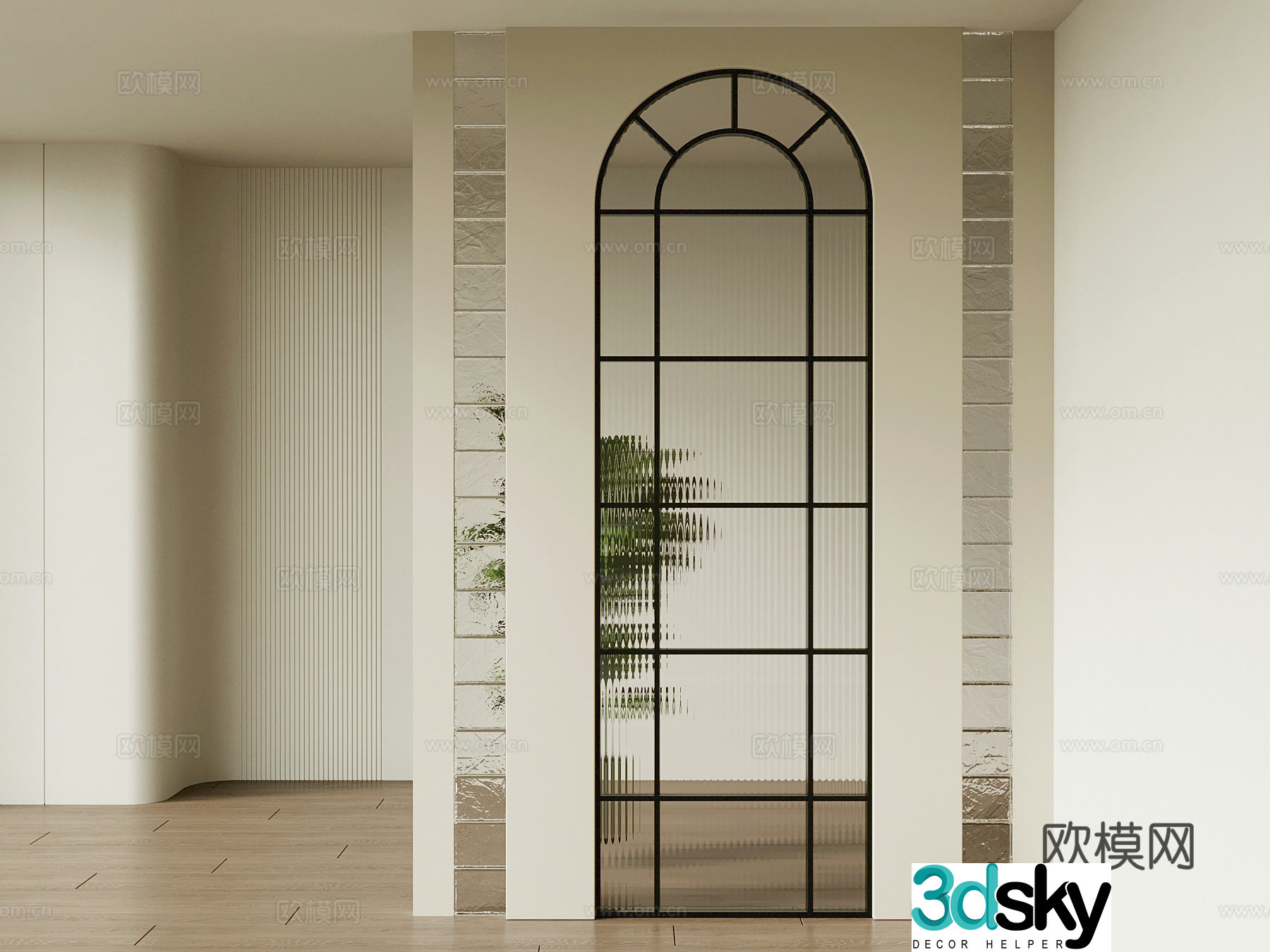 Partition French Cream Partition Pot Plant Porch 3D Model