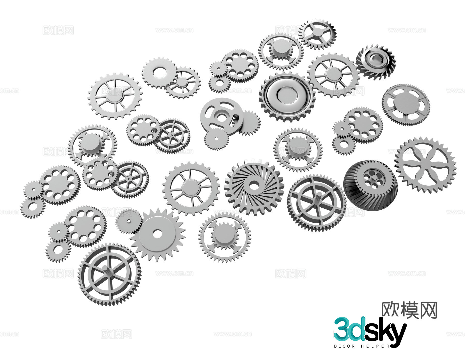 Hardware gear combination mechanical gear industrial gear technology gear pinion gear machinery 3d model