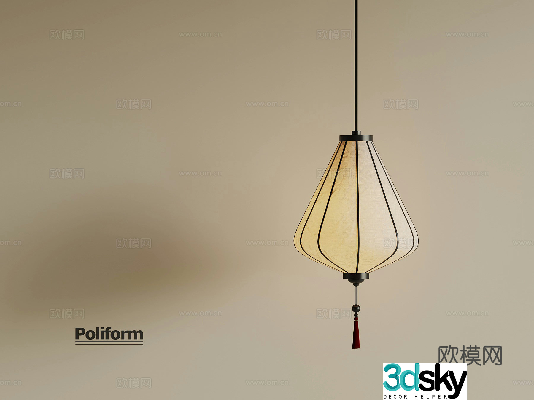 New Chinese Lantern Chandelier 3D Model