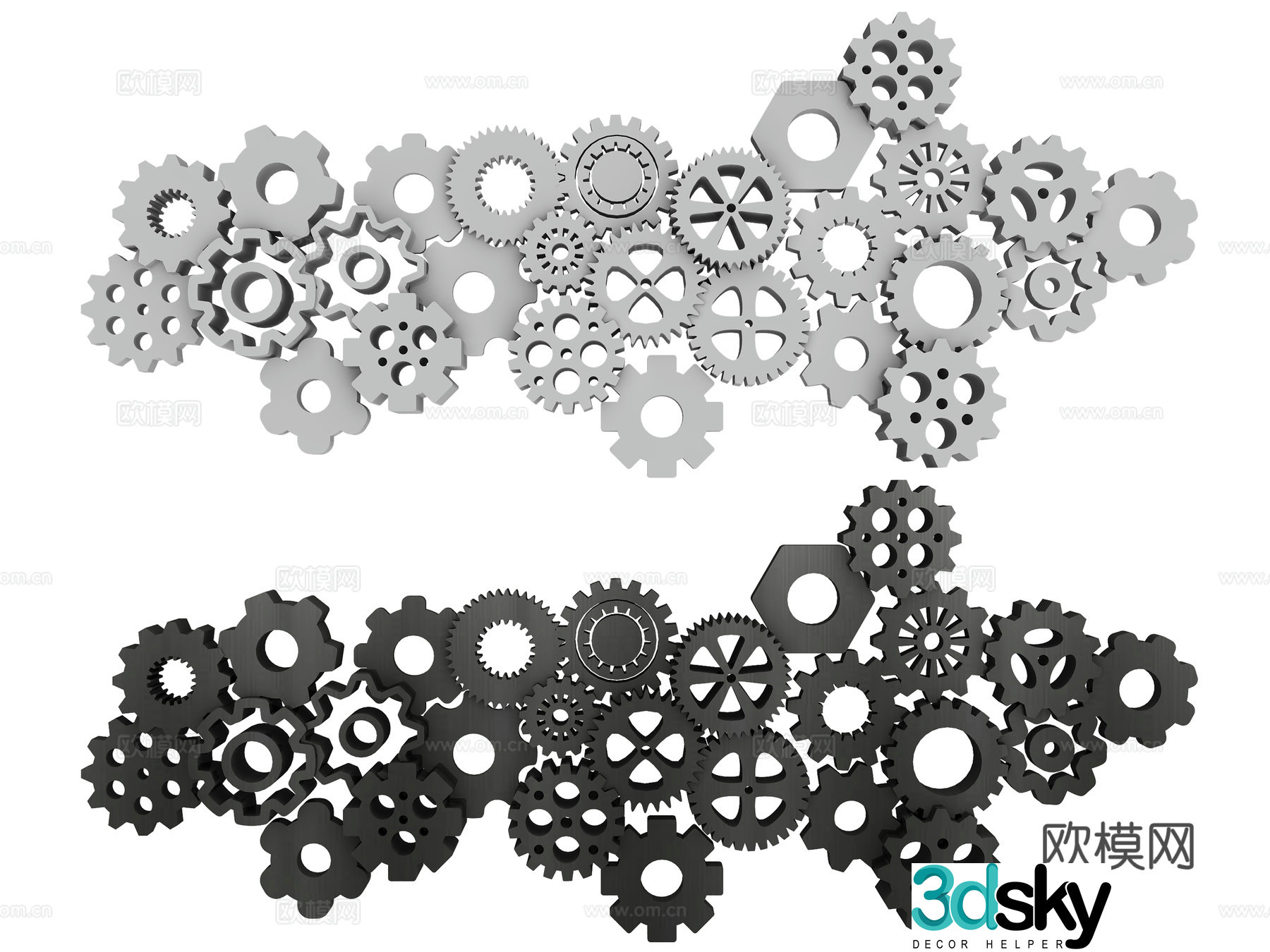 Hardware gear combination mechanical gear industrial gear technology gear pinion gear machinery 3d model