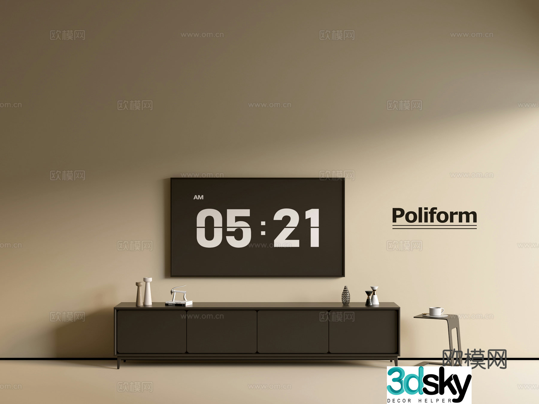 Modern black TV cabinet ins style minimalist wind cabinet whole cabinet sideboard balcony cabinet 3d model