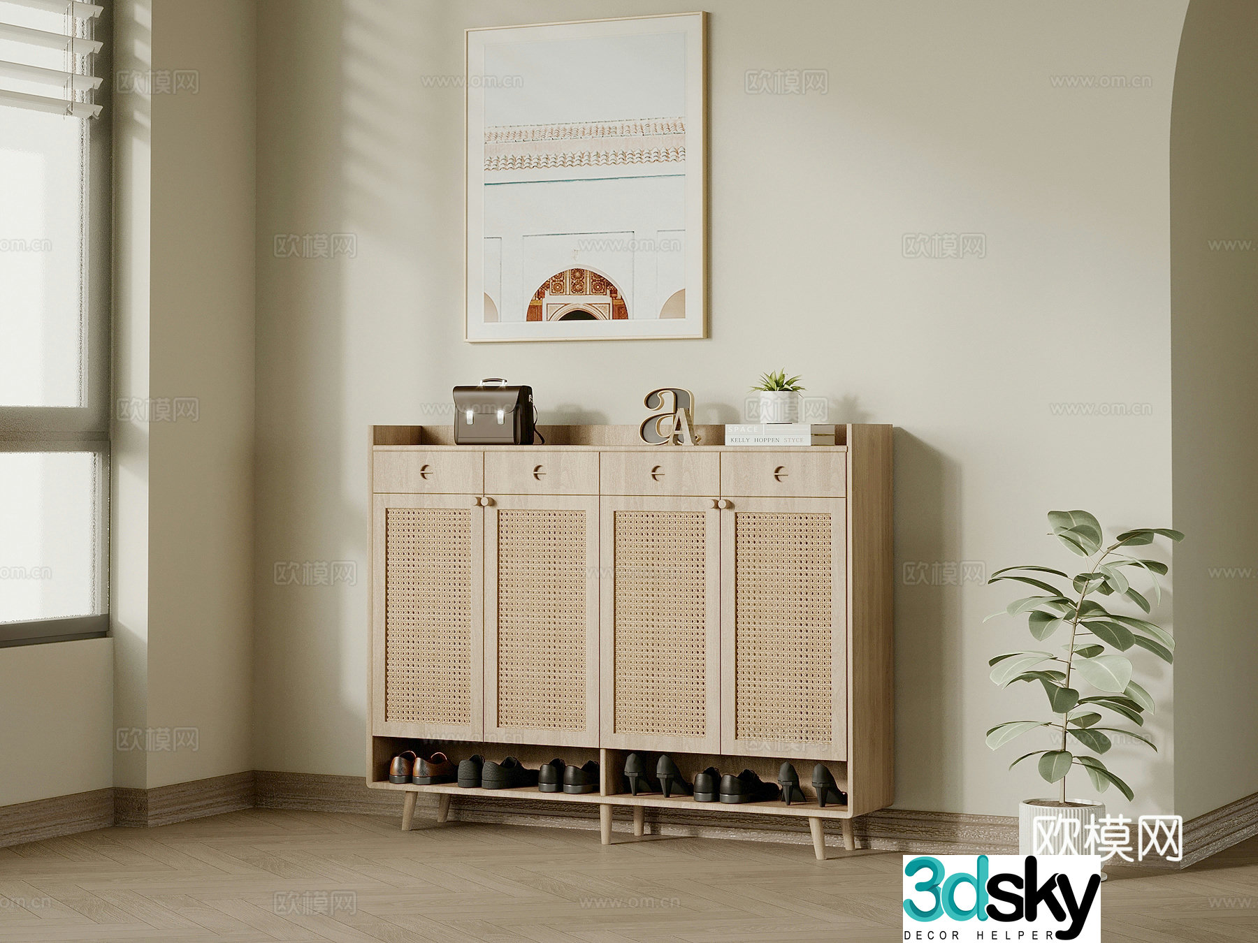 Jijifeng Entrance Cabinet Shoe Cabinet Side Cabinet 3D Model