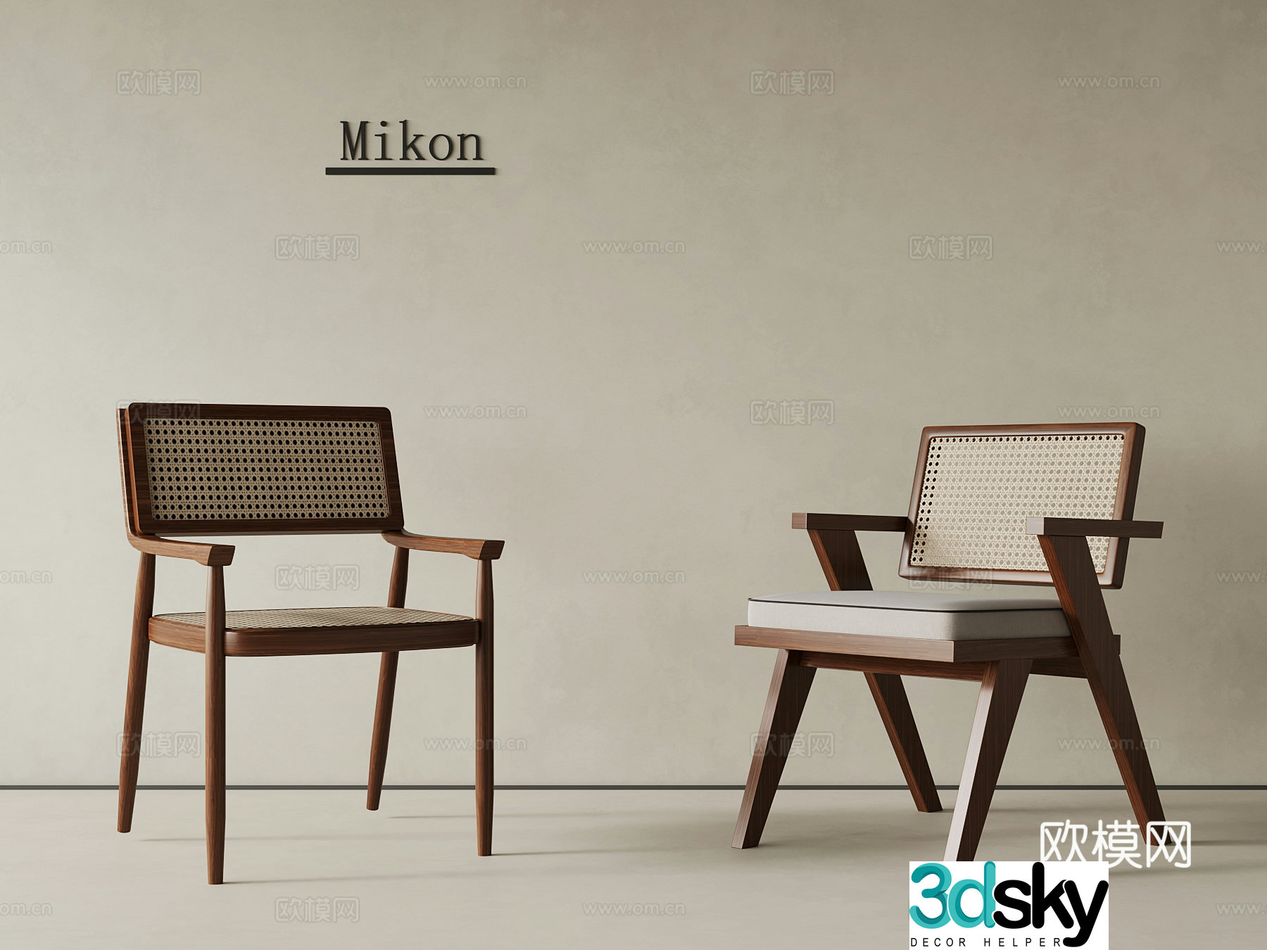 Medium style leisure chair rattan chair 3d model