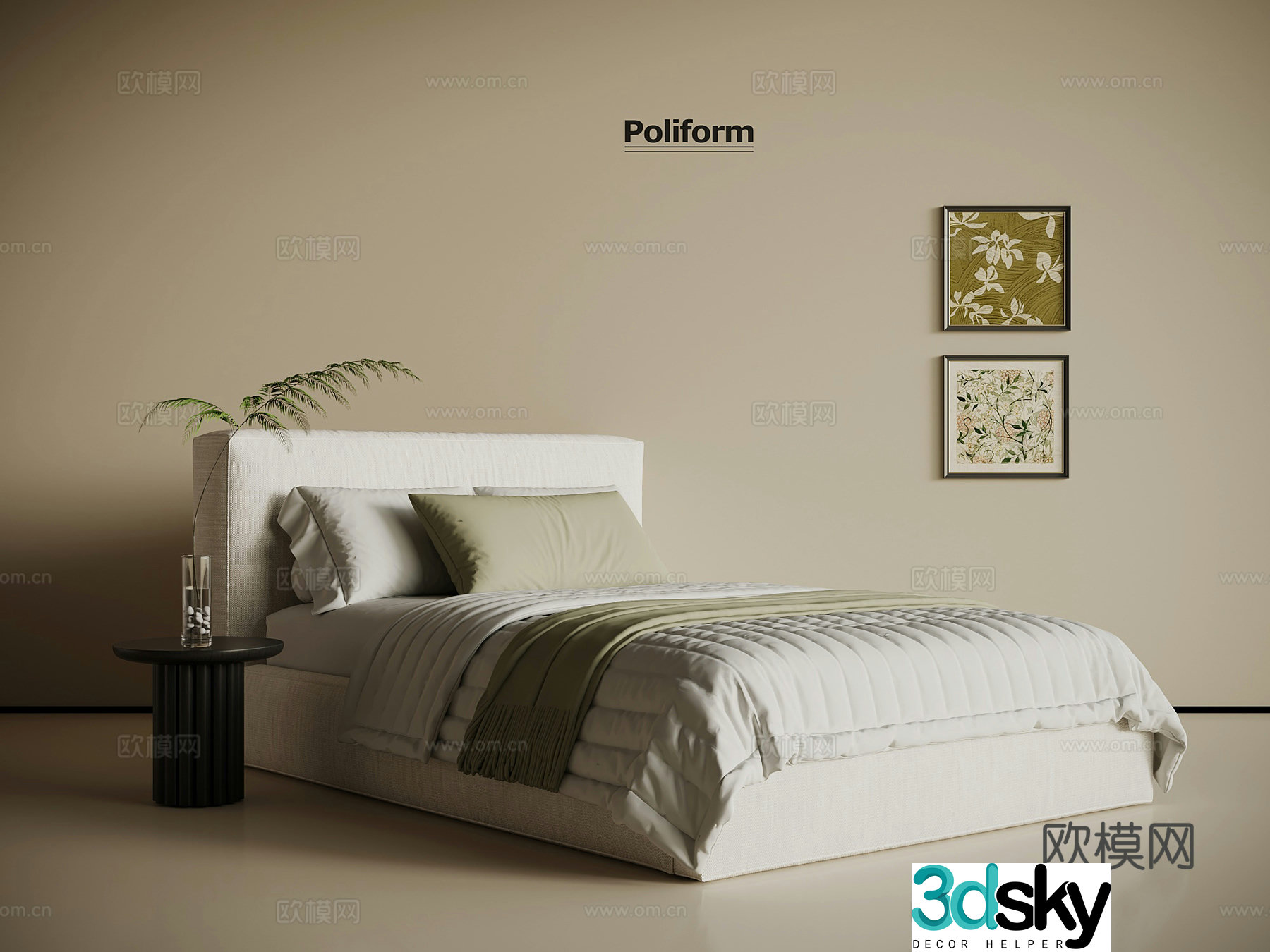 Modern single bed 3d model