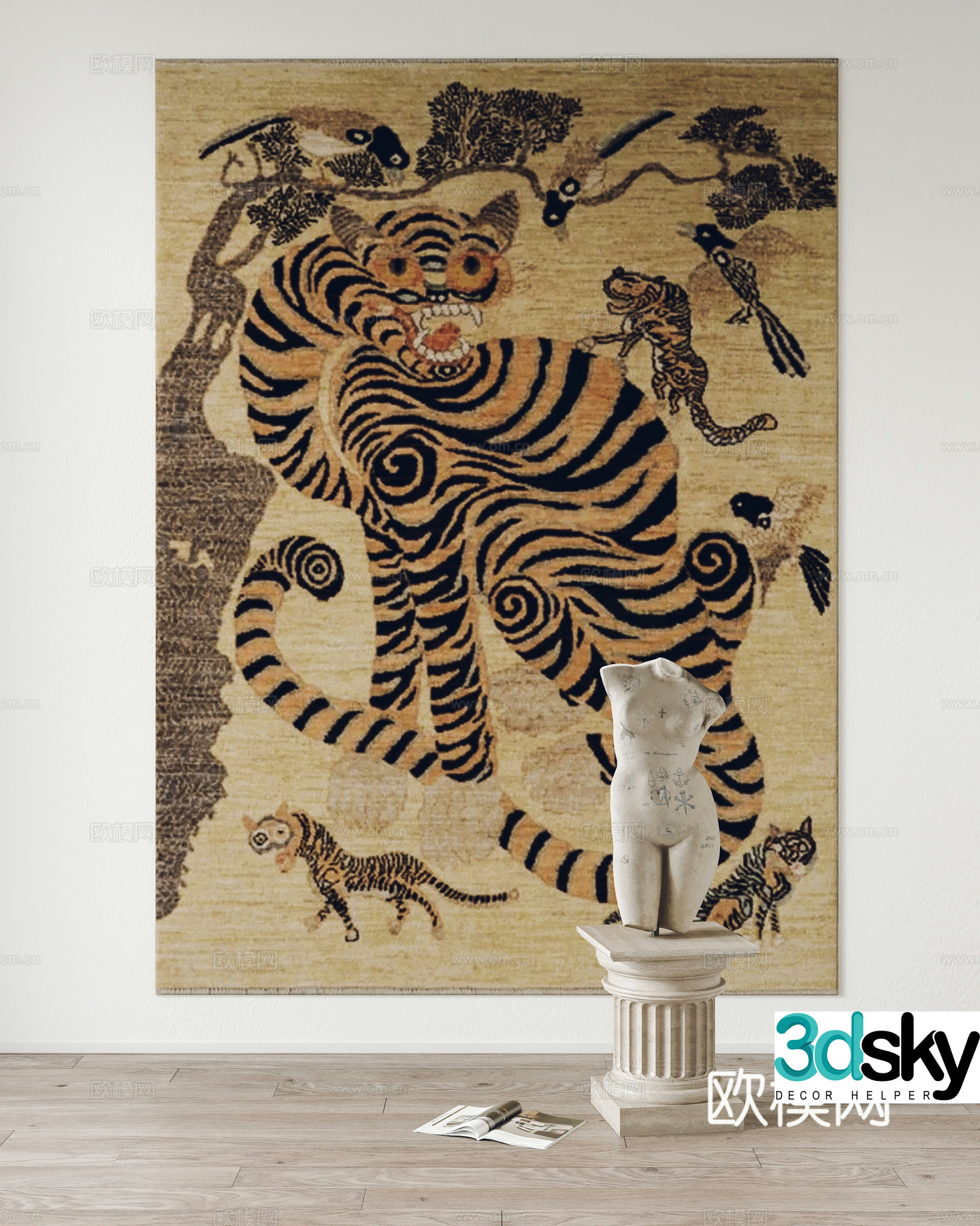 Middle style carpet Square carpet Sculpture 3d model