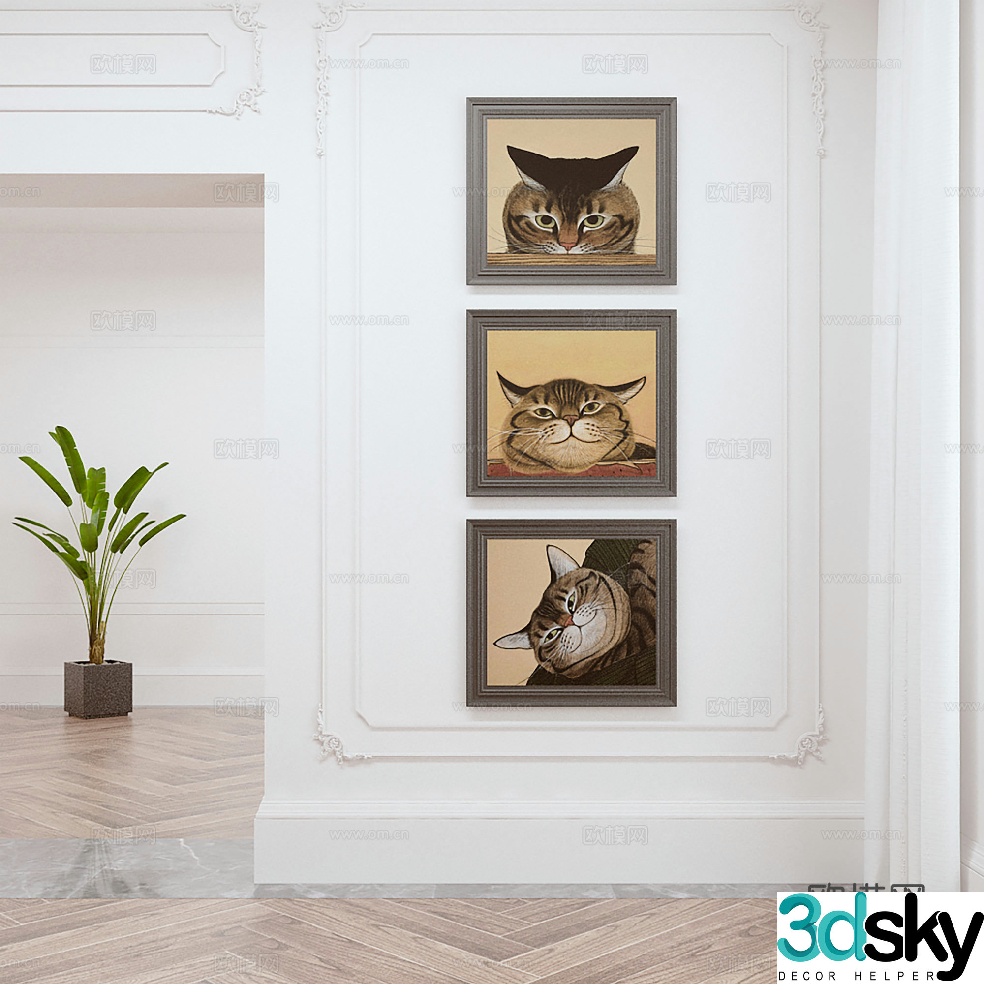 3D model of medieval style decorative painting