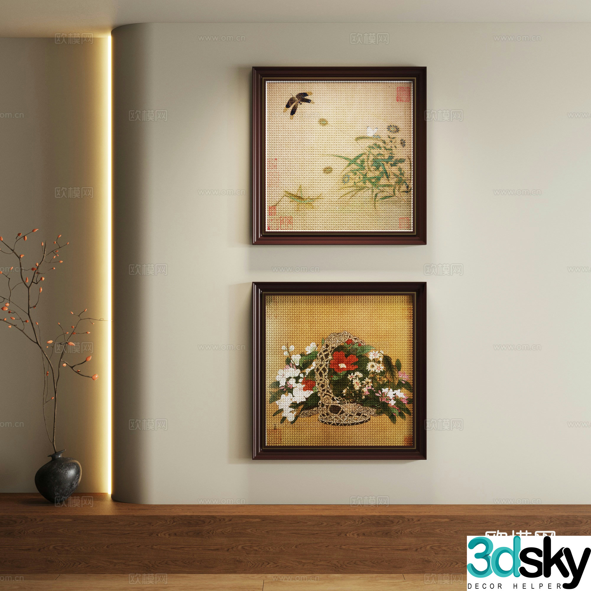 New Chinese style decorative painting 3D model