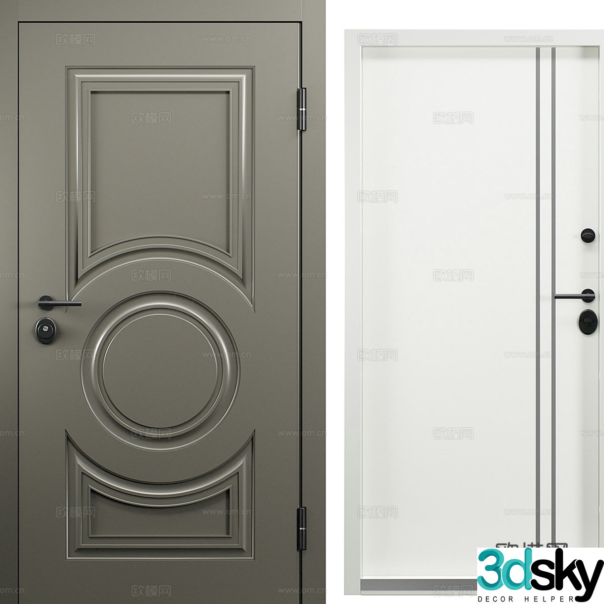 Nordic simple room door Door Simple room door Entrance door Single open door 3D model