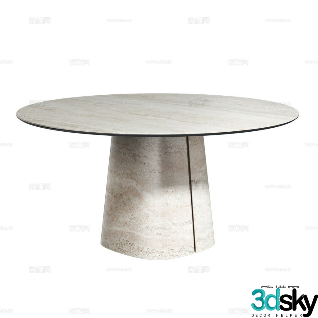 Modern Italian rock slab round dining table 3d model
