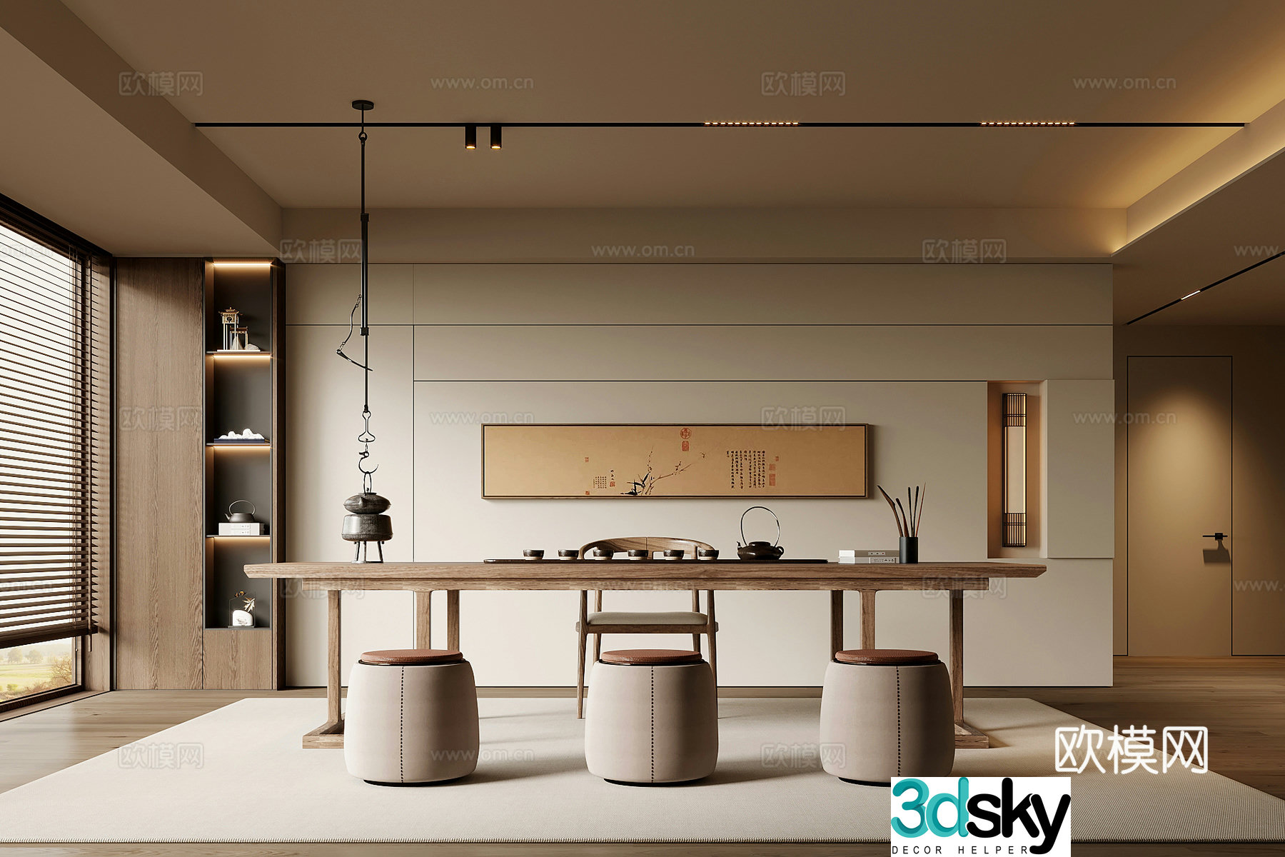 Song style tea room tea table and chair tea table 3D model