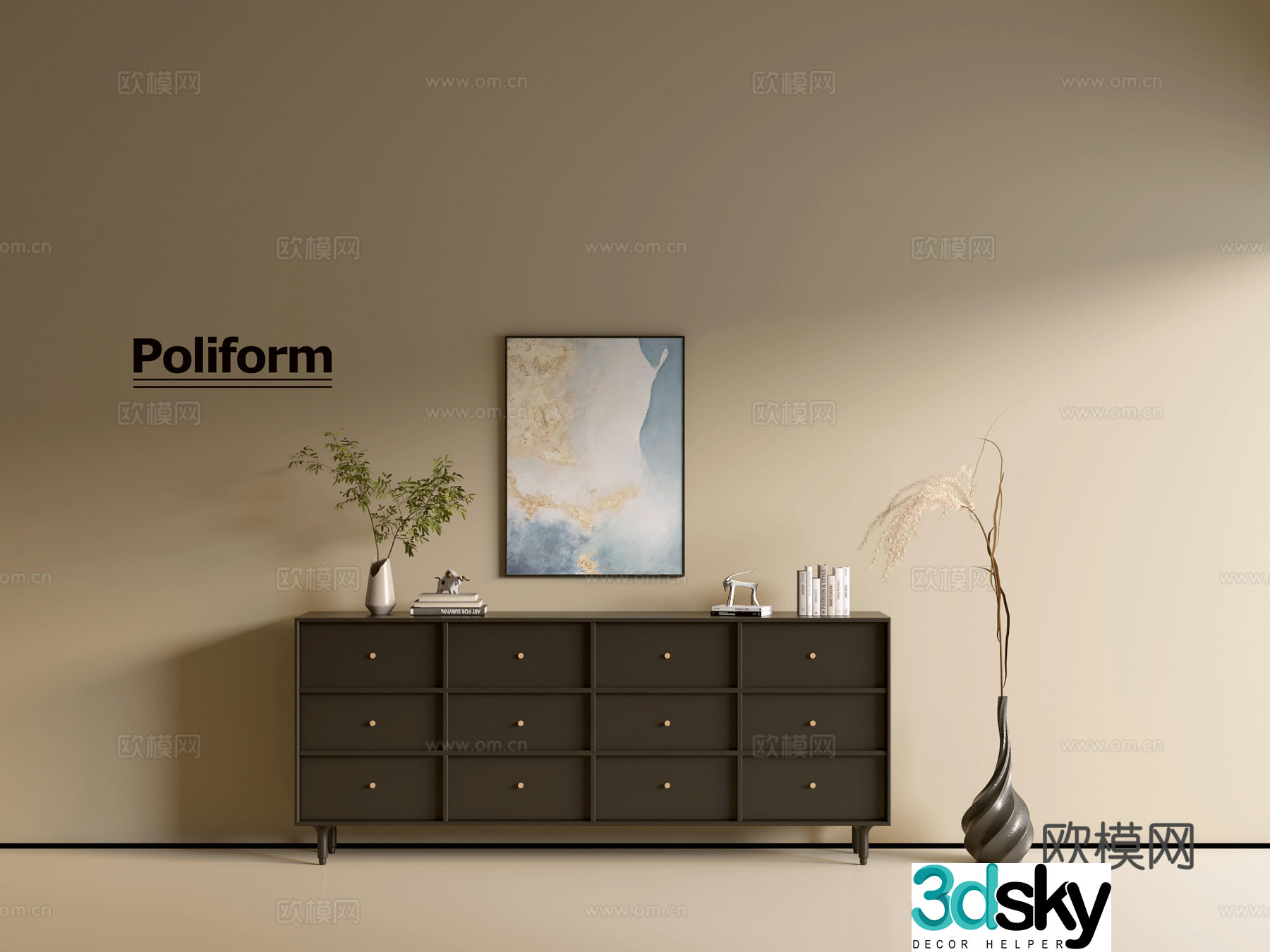 Modern black cabinet ins wind side cabinet chest cabinet low cabinet whole cabinet dining side cabinet balcony cabinet 3d model