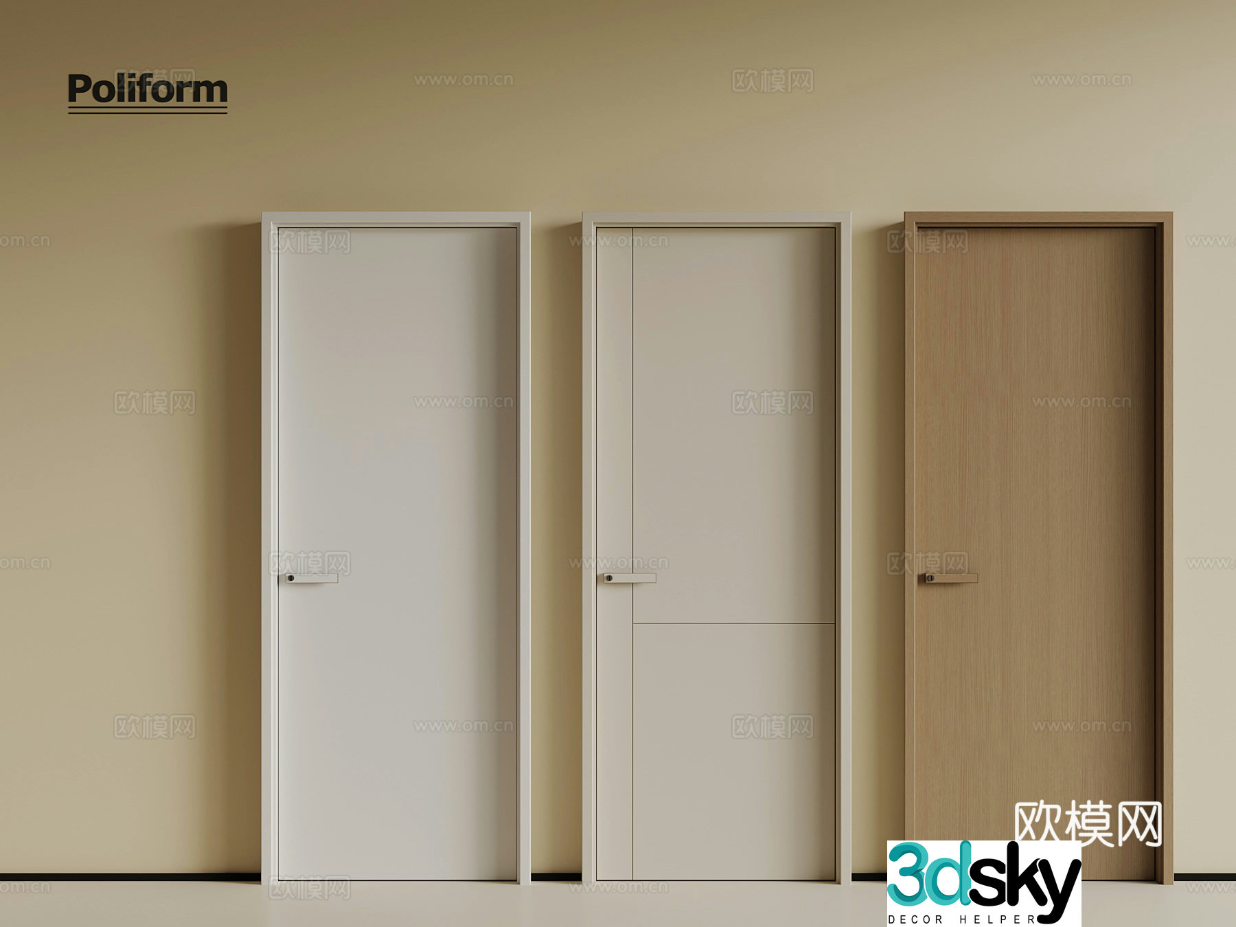 Modern single-opening interior door 3d model