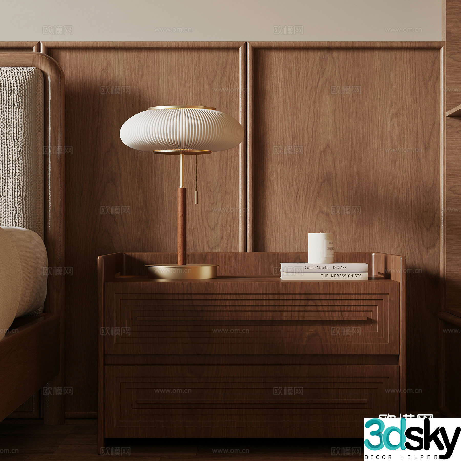 Middle-aged bedside table lamp 3d model