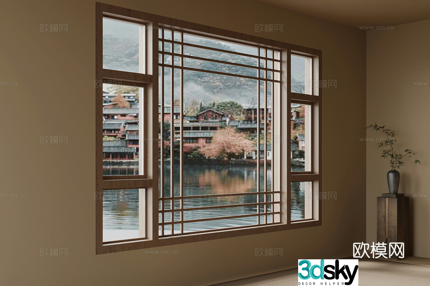 New Chinese style window vase 3d model