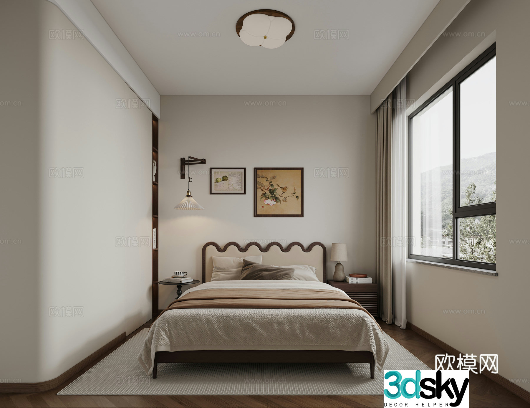 Middle style bedroom Wasabi style bedroom Retro bedroom Bedroom 3d model