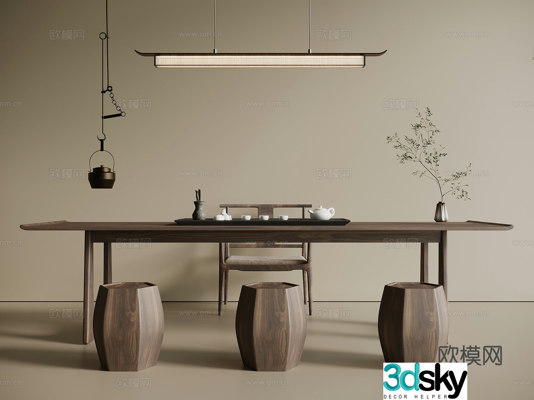 Middle Chinese style tea table and chair tea table big table long table tea table 3d model