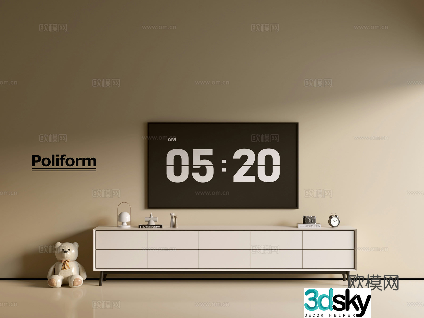 Modern cream-air TV cabinet chest of cabinets ins-style minimalist wind cabinet whole cabinet sideboard 3D model