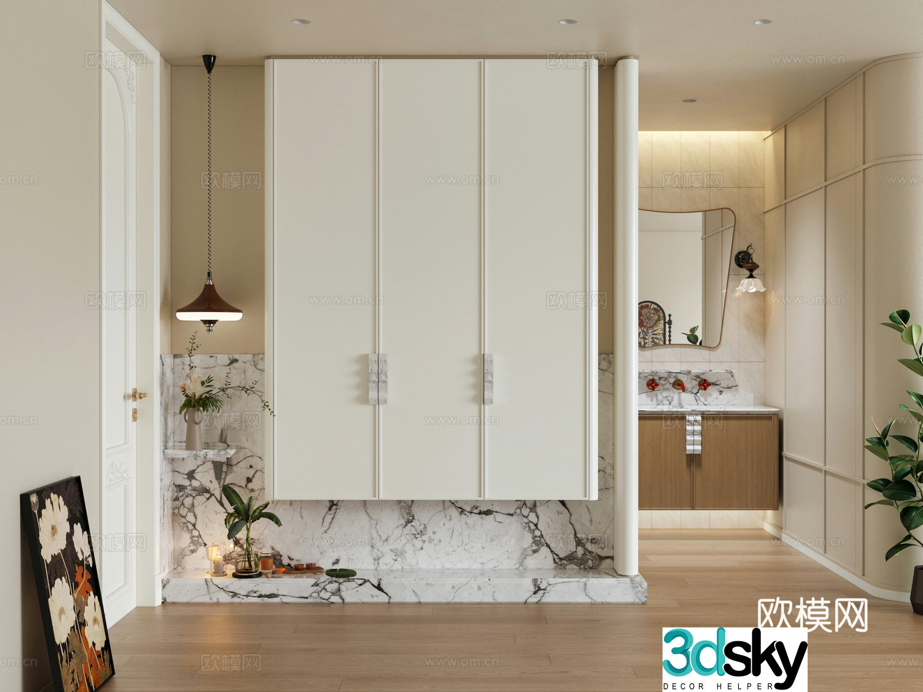 French entrance hallway 3D model