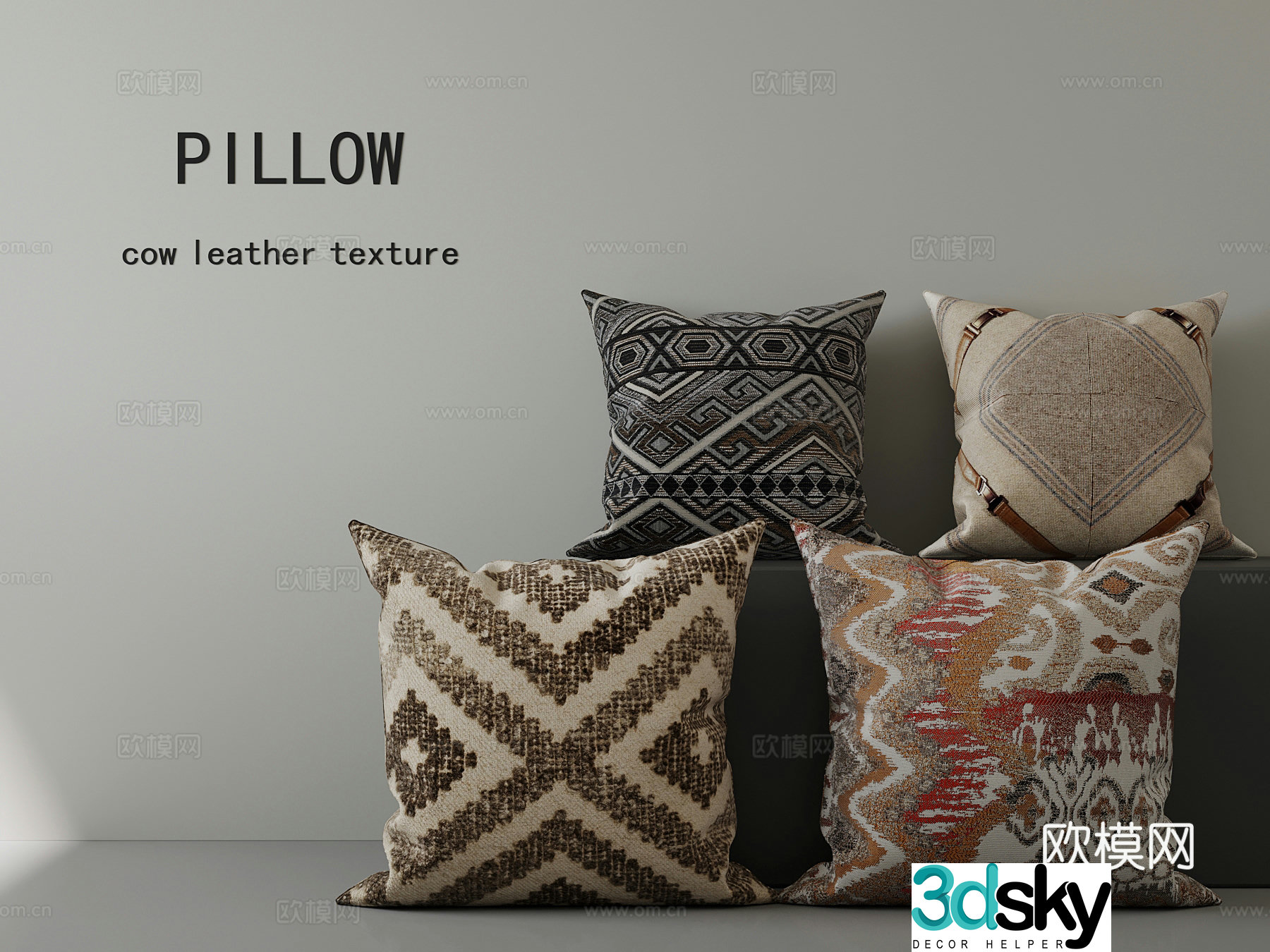 French retro style pillow 3D model
