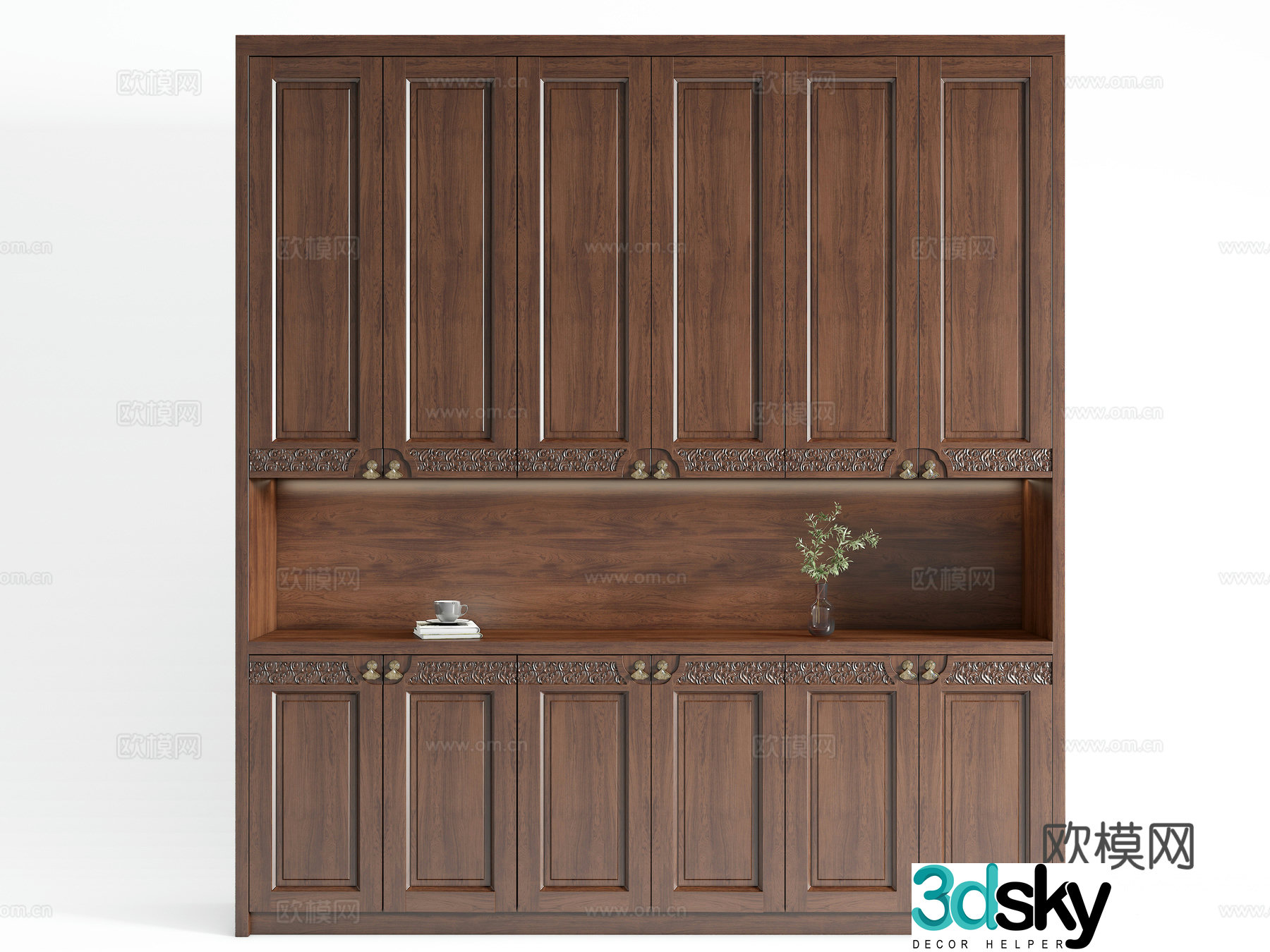 New Chinese style shoe cabinet hall cabinet cabinet door 3D model