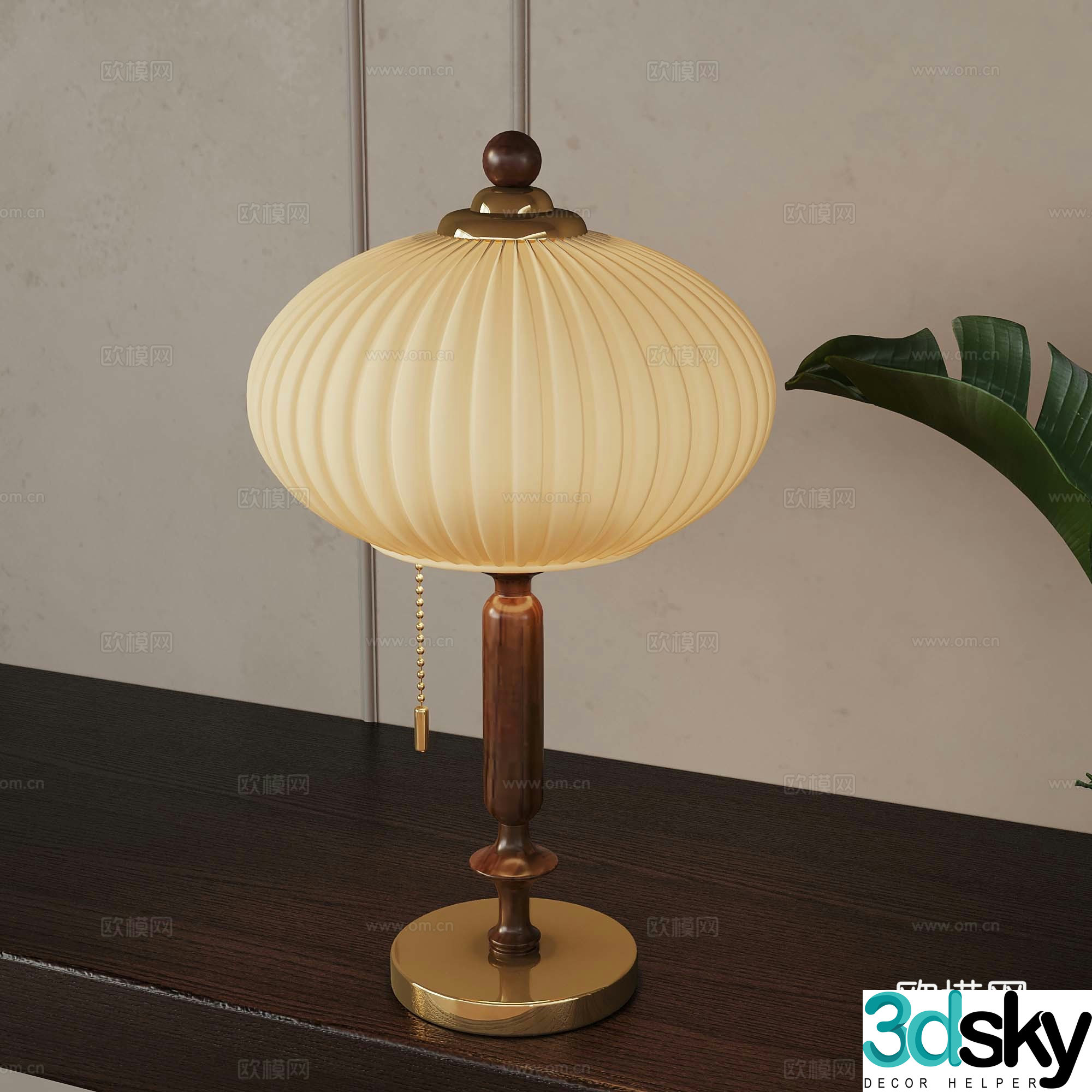 French medieval style table lamp 3d model