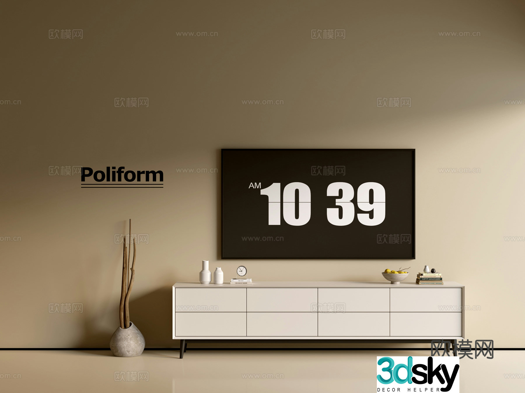 Modern cream-air TV cabinet chest of cabinets ins-style minimalist wind cabinet whole cabinet sideboard 3D model