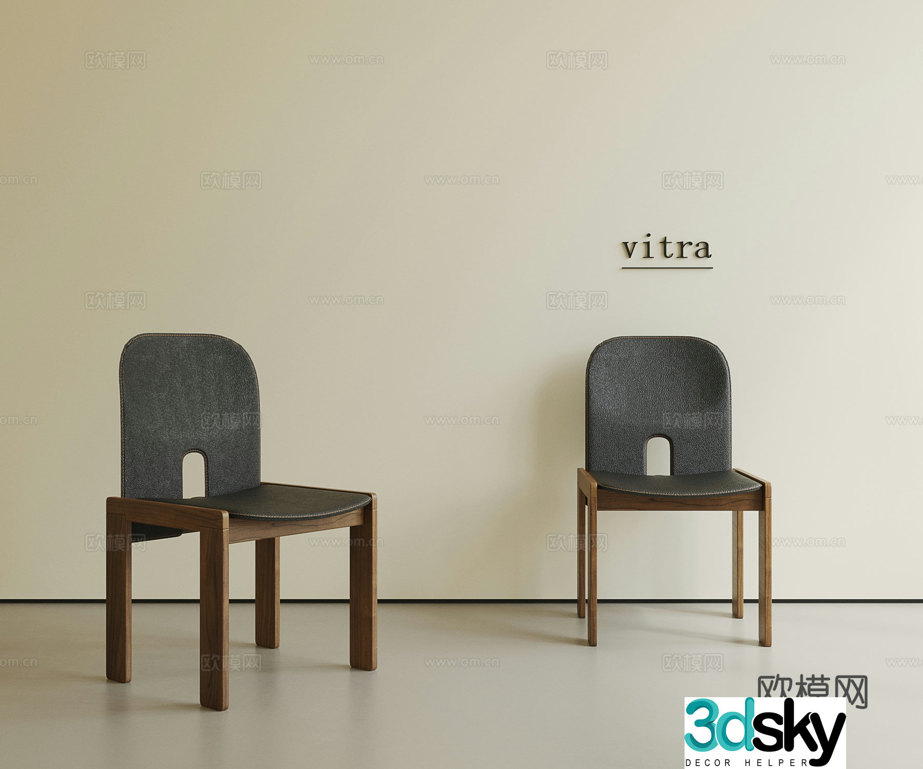 French retro dining chair 3d model