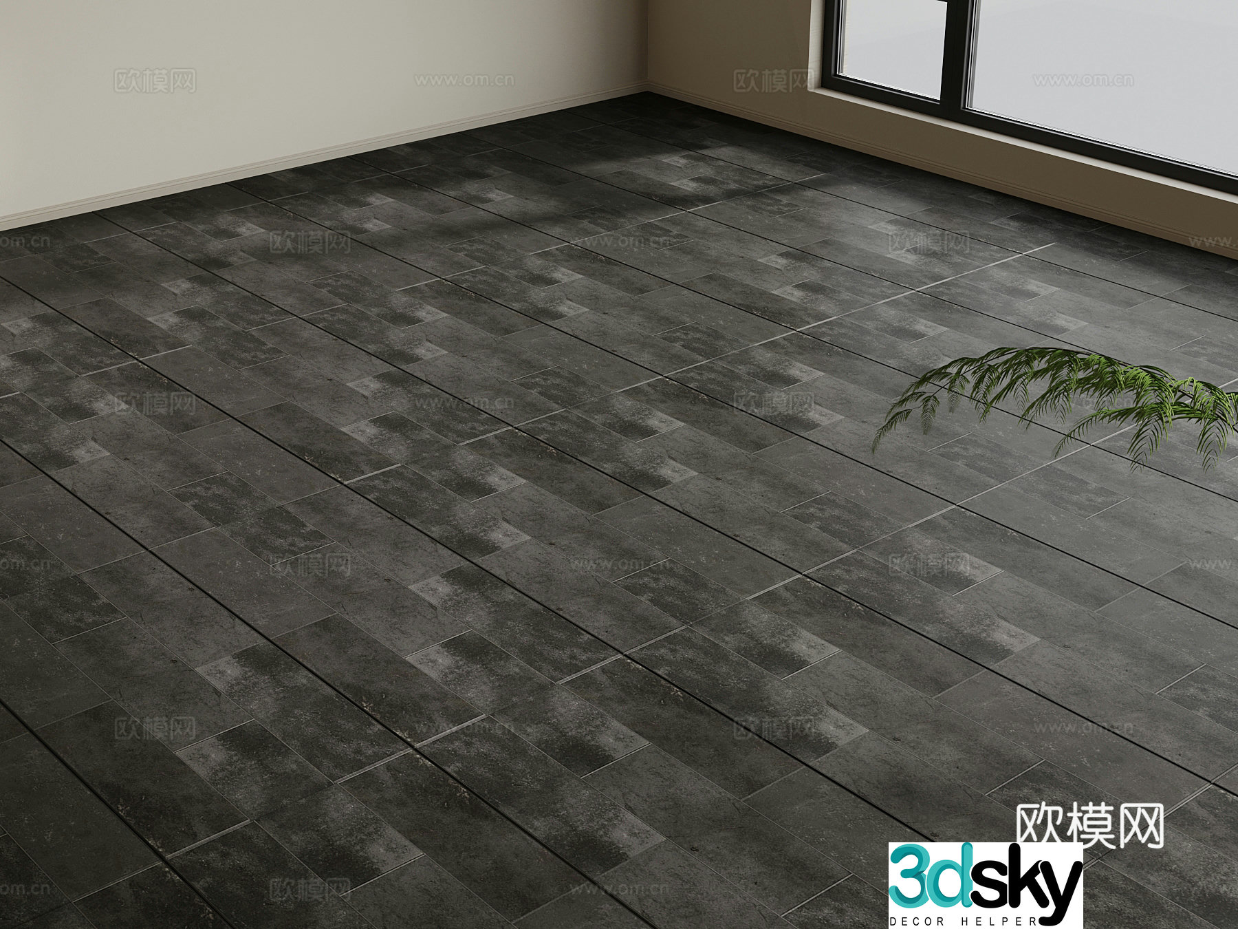 Modern ceramic tiles Ming and Qing gray antique ceramic tiles 3d model