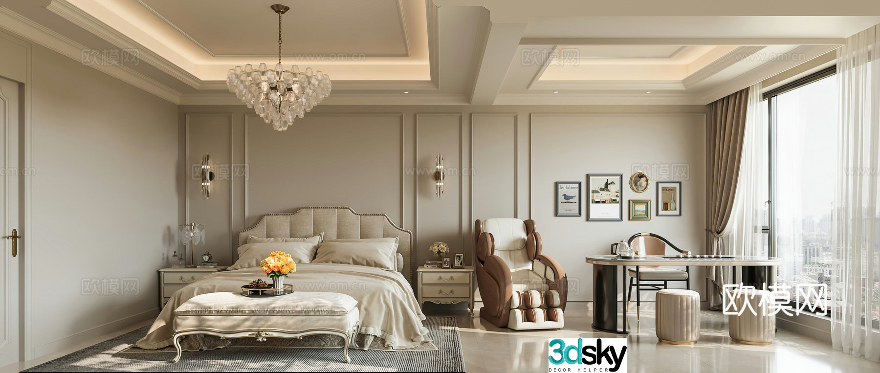 French home bedroom American home bedroom European home bedroom 3d model