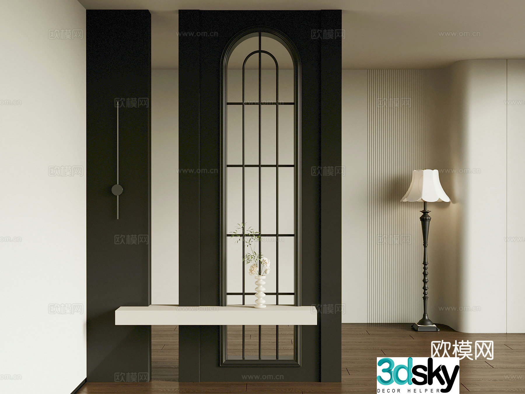 French partition floor lamp 3d model