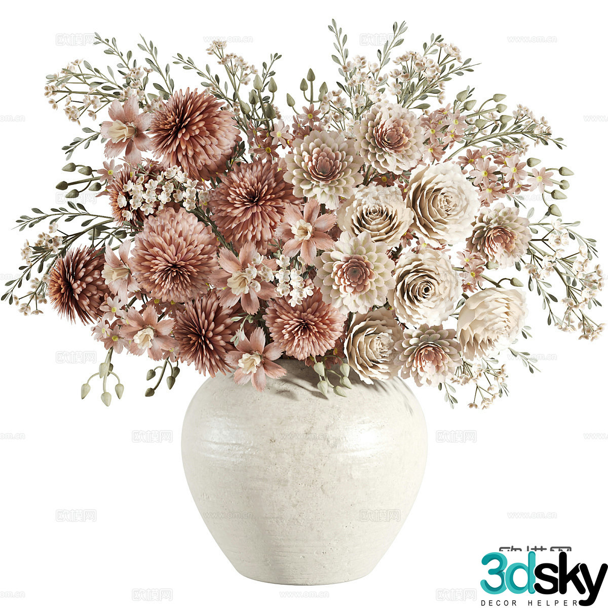 New Chinese vase flower art 3D model