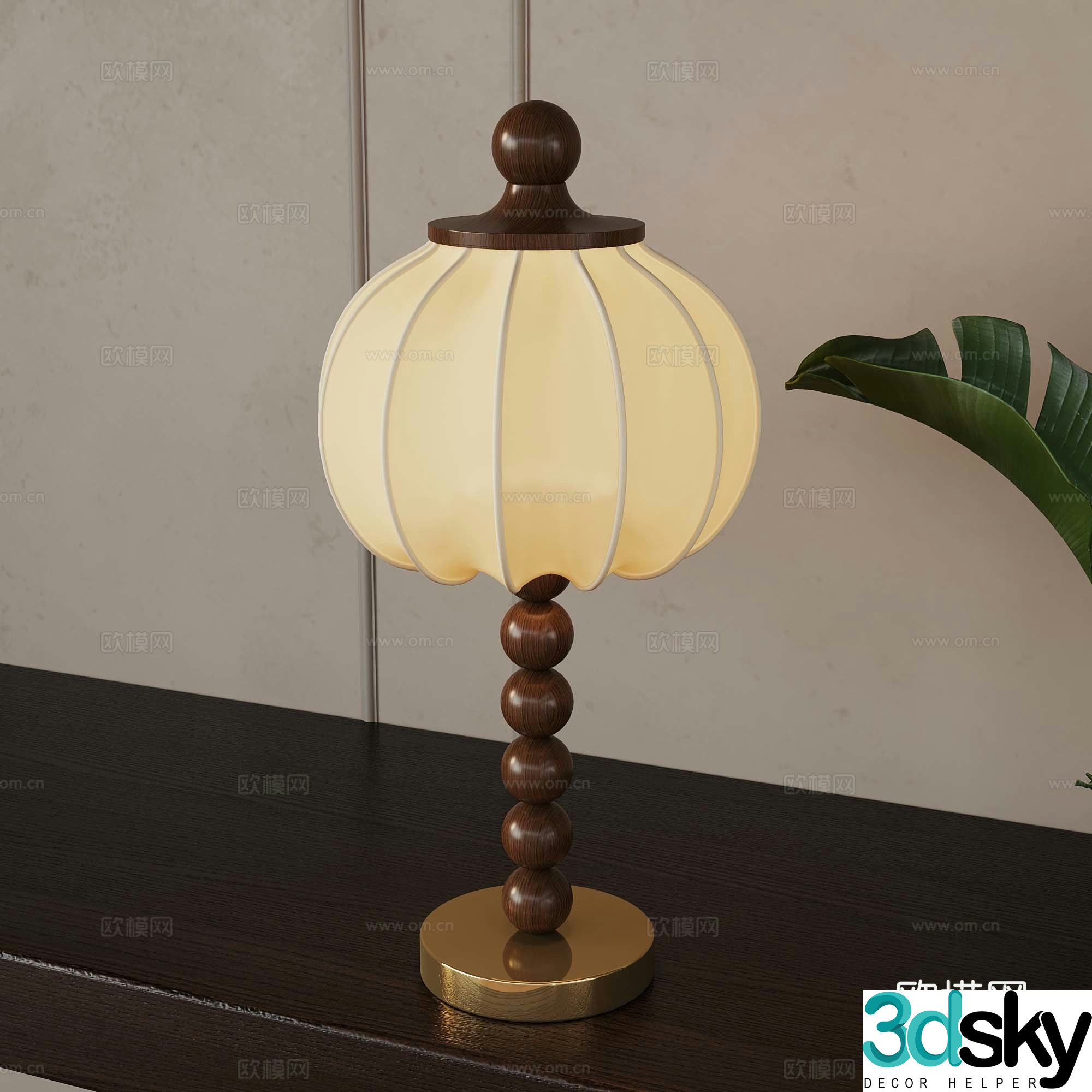 French medieval style table lamp 3d model