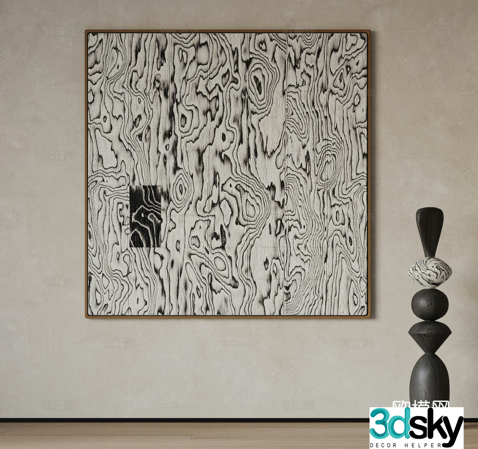Modern hanging painting Italian hanging painting Decorative painting Abstract painting Sculpture Wood grain hanging painting 3d model