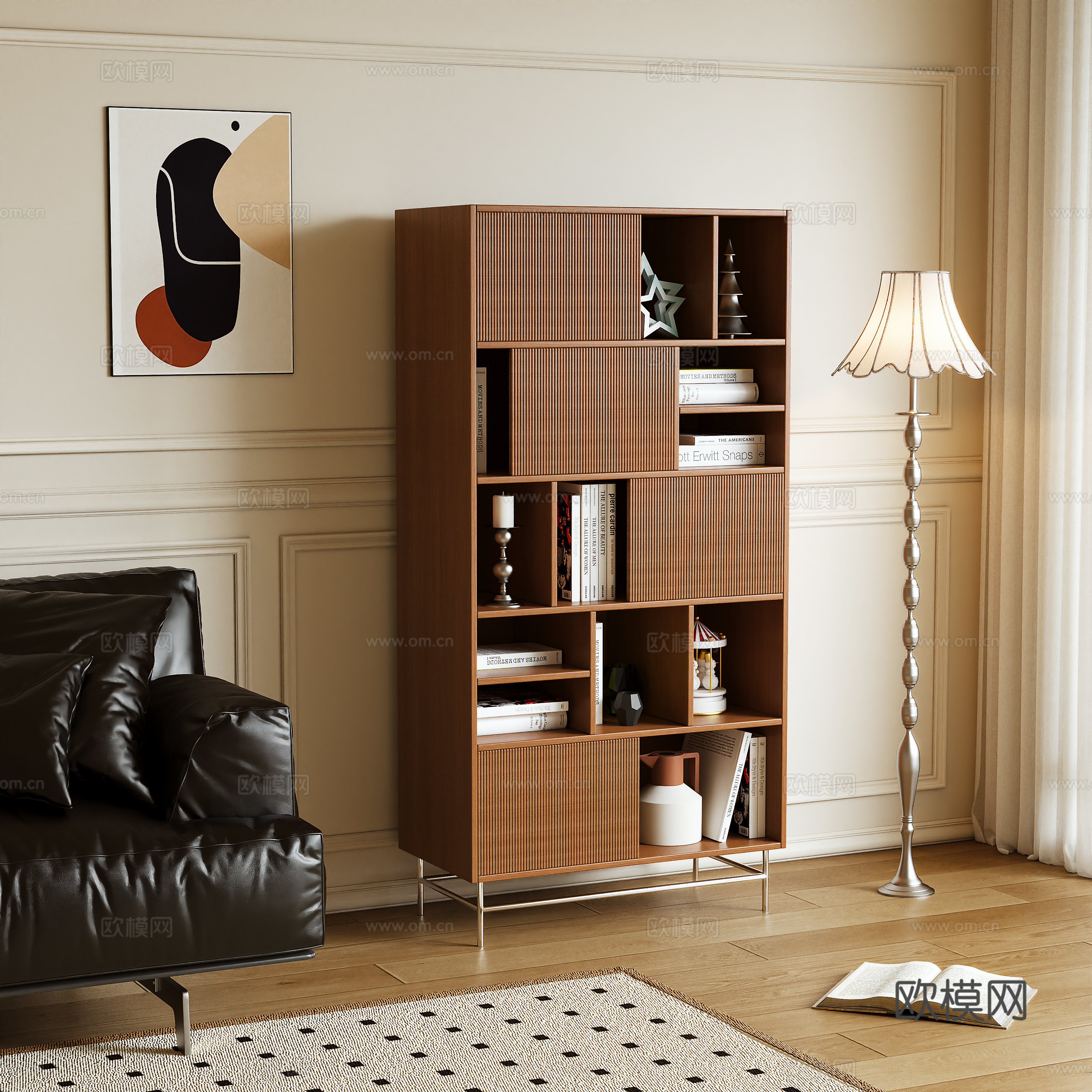 Log Wind Bookcase Locker Side Cabinet 3D Model