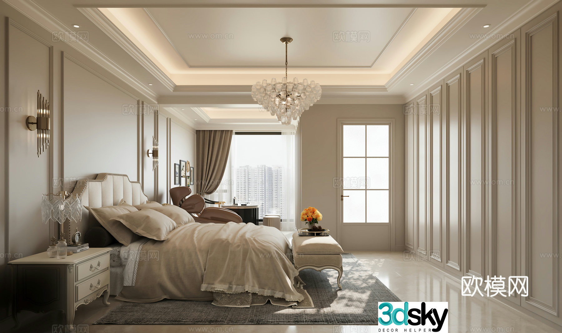 French home bedroom American home bedroom European home bedroom 3d model