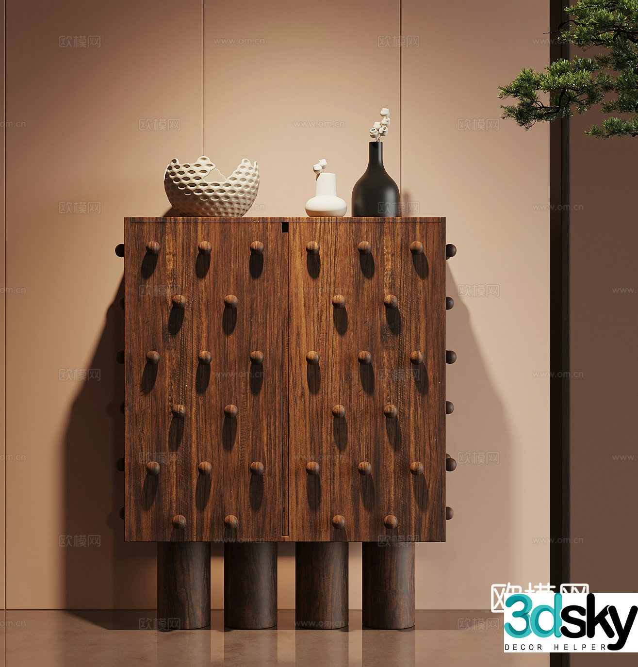 Side cabinet medieval style porch cabinet decorative cabinet 3D model