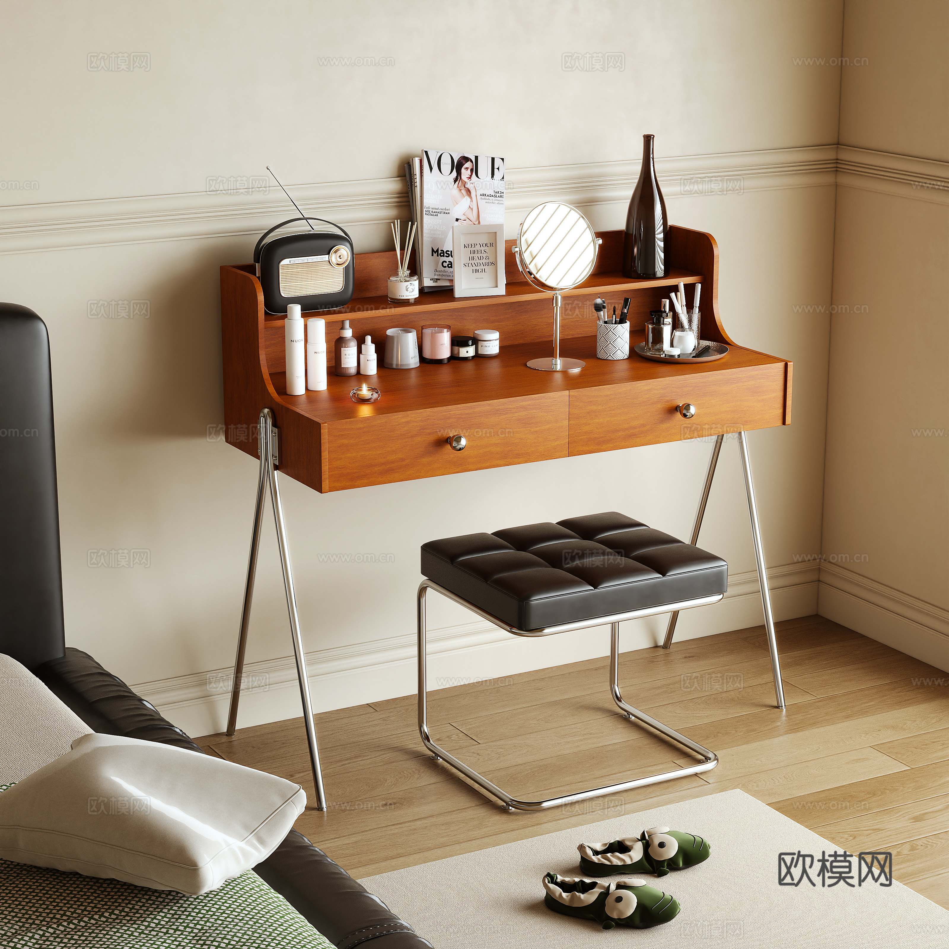 Log style dressing table 3d model