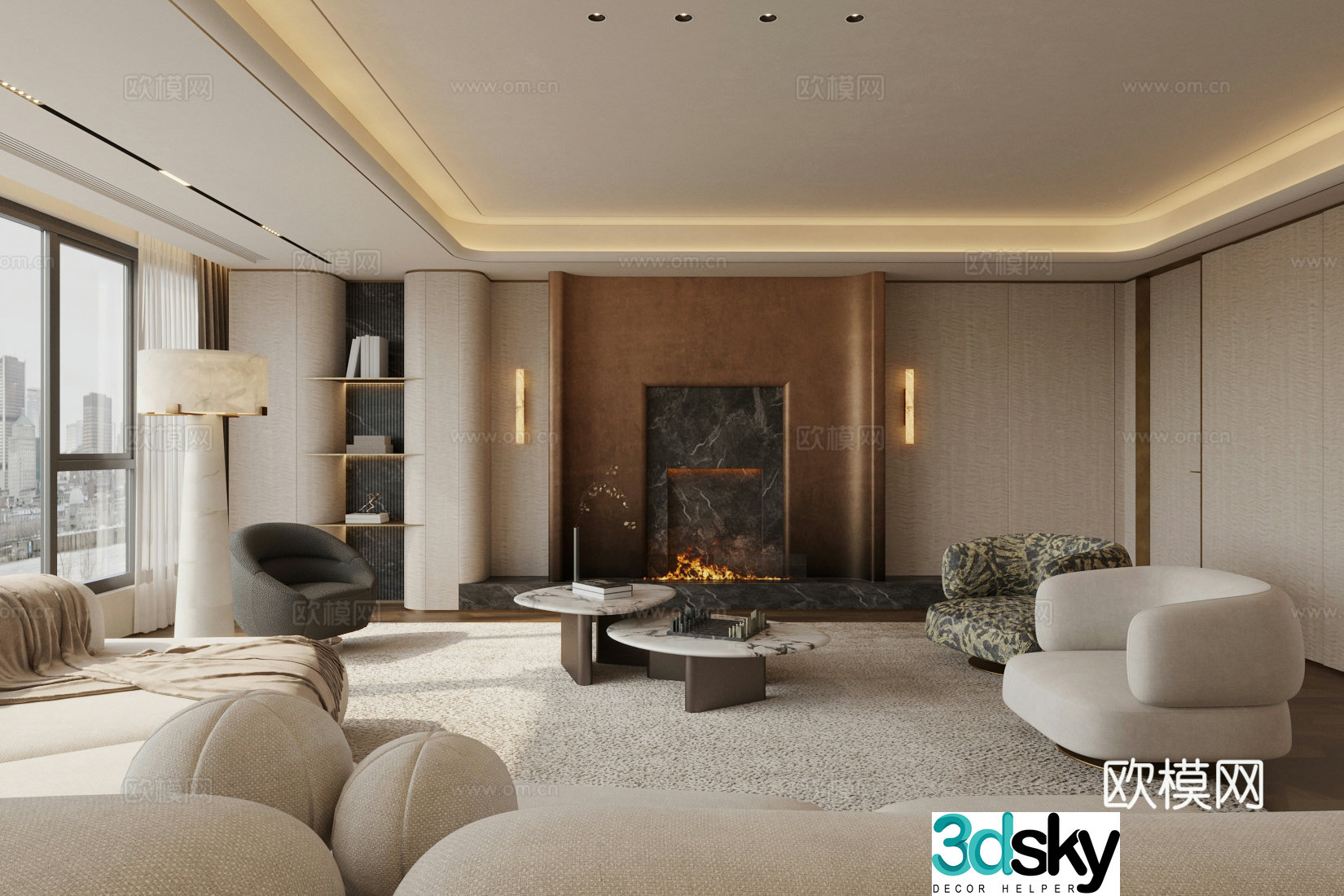 Light luxury Italian home living room TV background wall Living room background wall Italian living room background wall 3d model