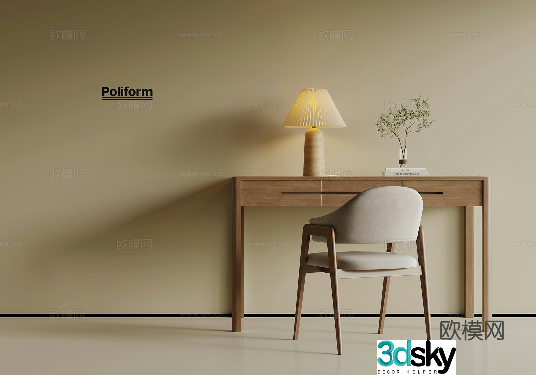New Chinese style desk desk chair Song style desk 3d model