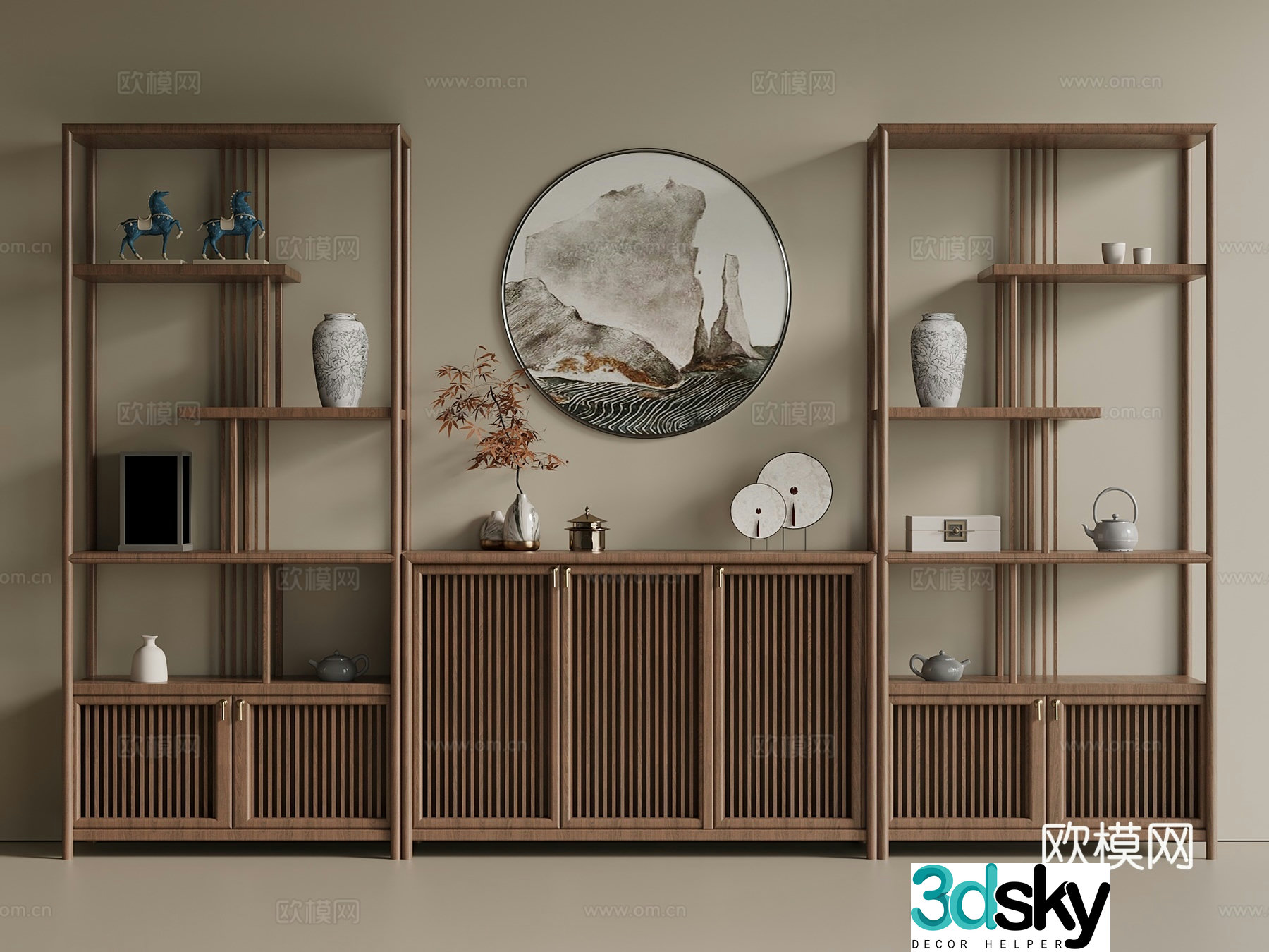 New Chinese style Chinese style Bo Ancient Shelf Bo Ancient Shelf Tea Cabinet Side Cabinet Low Cabinet 3D Model