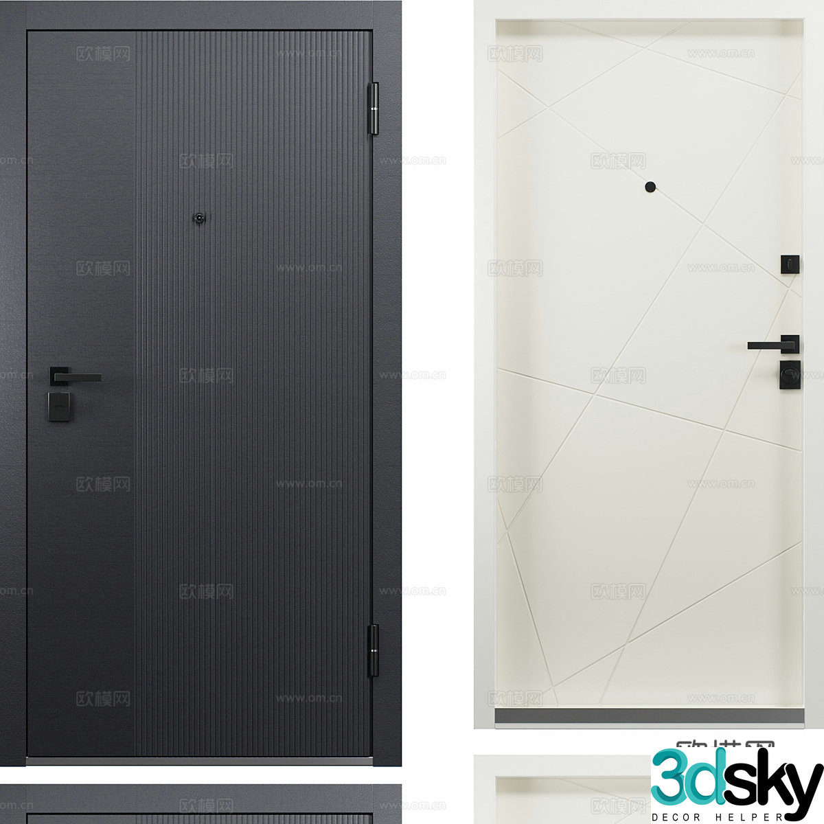 Modern simple room door entrance door bedroom door single-open door 3D model