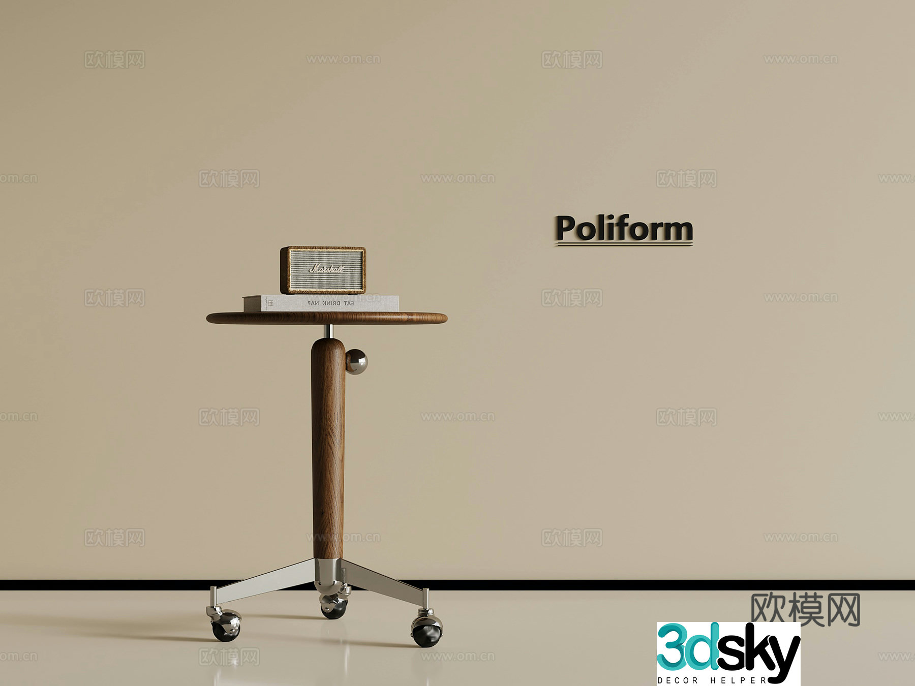 Middle-aged solid wood edge table corner table 3D model