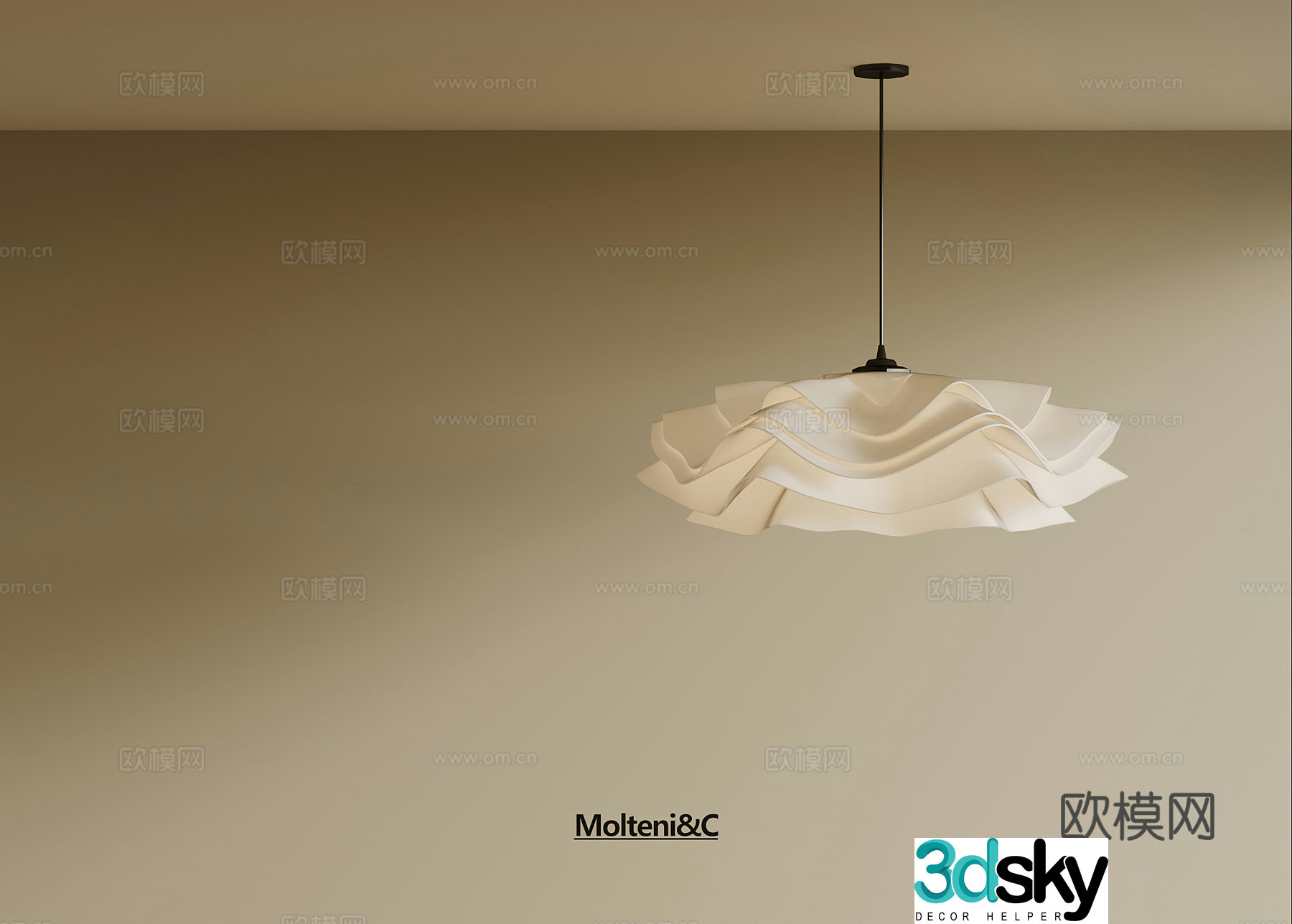 French Creamy Chandelier Restaurant Chandelier 3D Model
