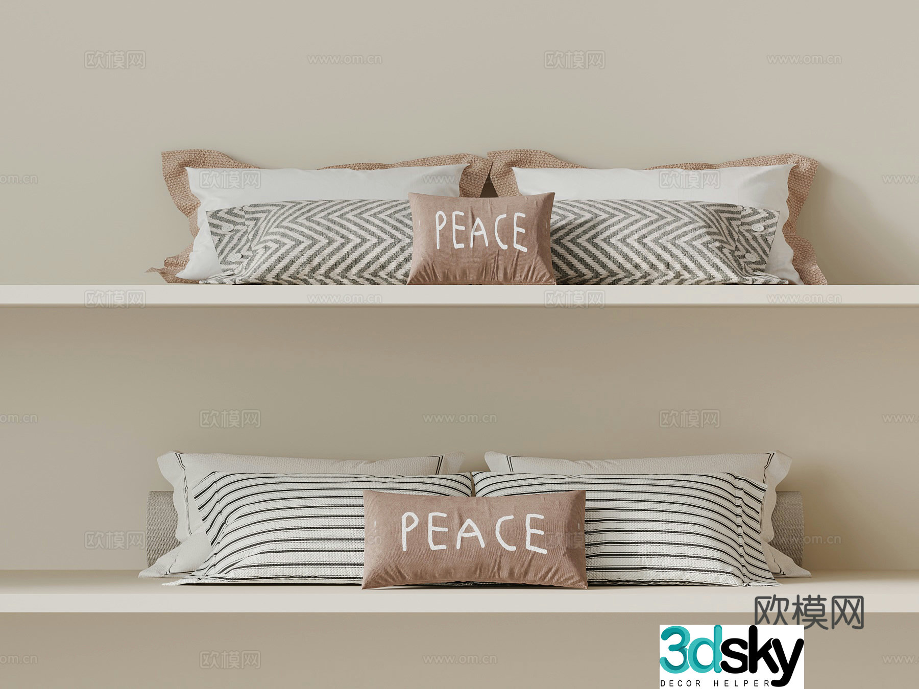 19 modern pillow pillow combination bedding 3D model